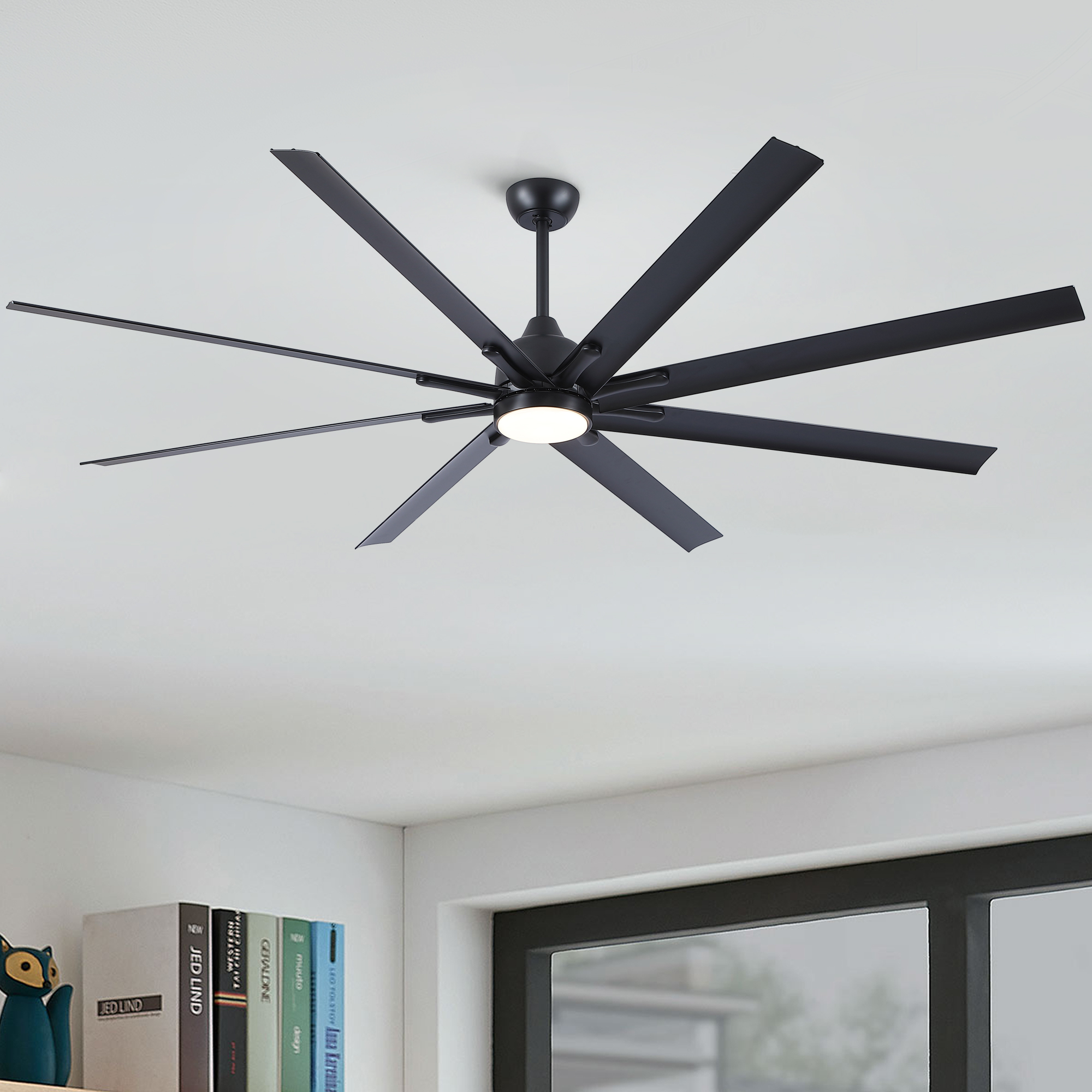 84 In Super Large Black Ceiling Fan with Remote Control 8 Blades - Image 2