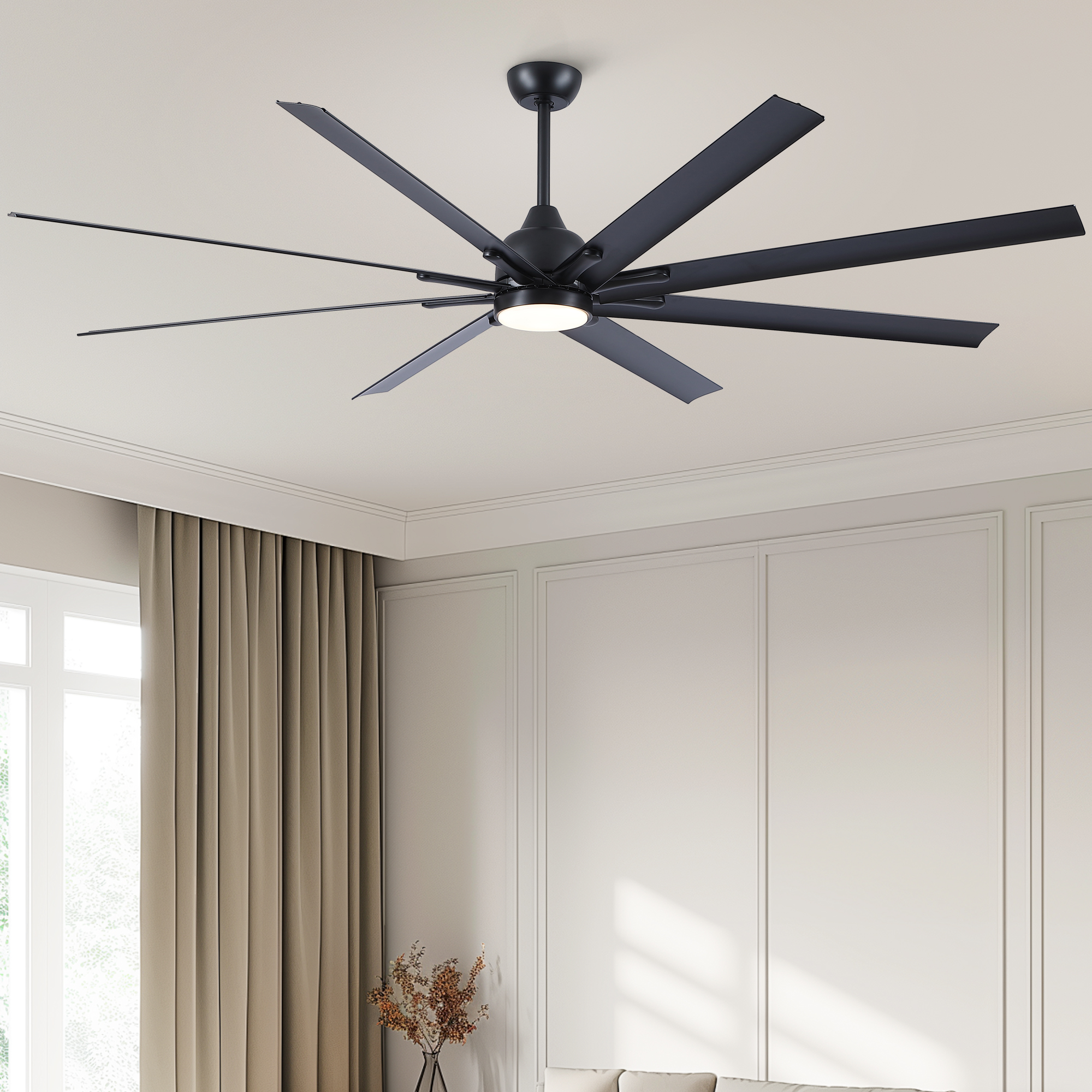 84 In Super Large Black Ceiling Fan with Remote Control 8 Blades - Image 3