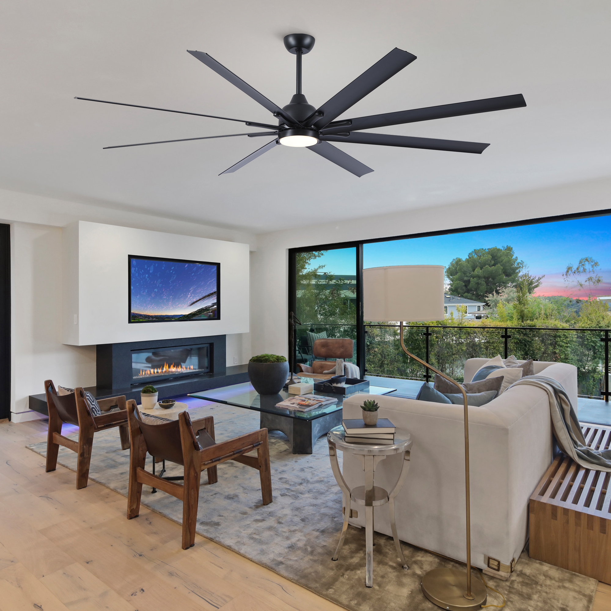 84 In Super Large Black Ceiling Fan with Remote Control 8 Blades - Image 5