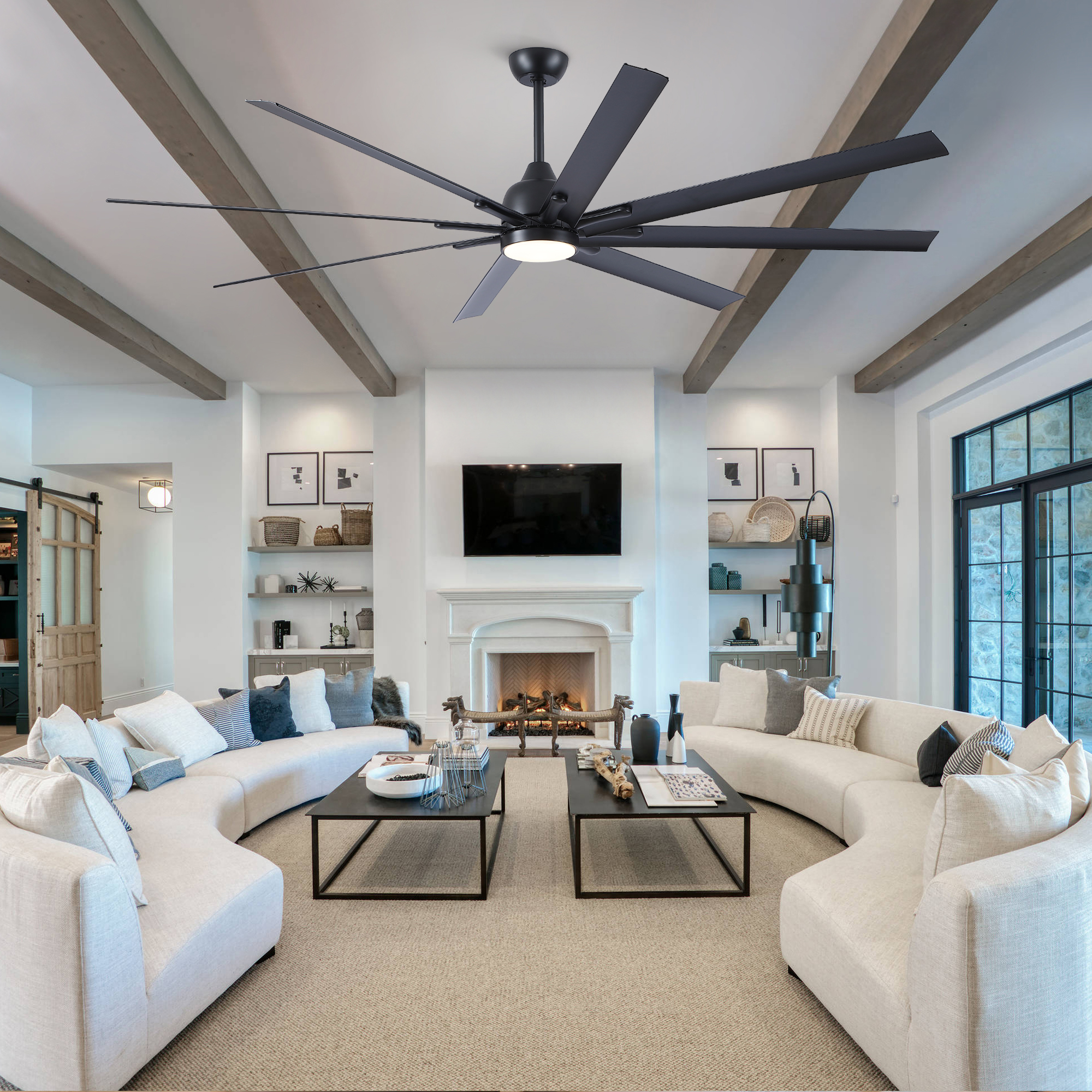84 In Super Large Black Ceiling Fan with Remote Control 8 Blades - Image 6
