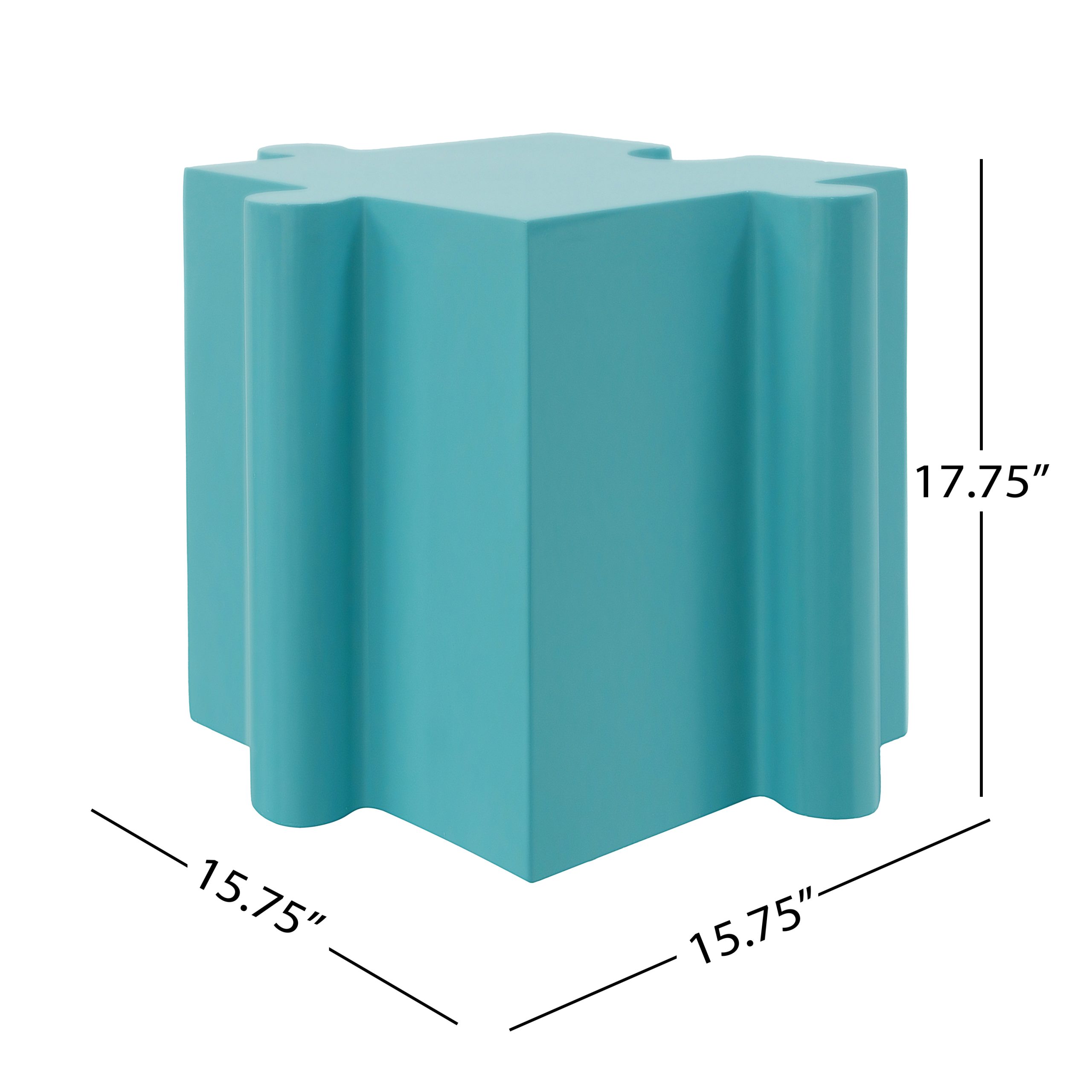 3-Piece Artistic Puzzle Table Set,Modular MGO Side Tables with Interlocking Design (2 Convex & 1 Concave), 200lb Capacity for Indoor & Outdoor,Light Blue Color - Image 2