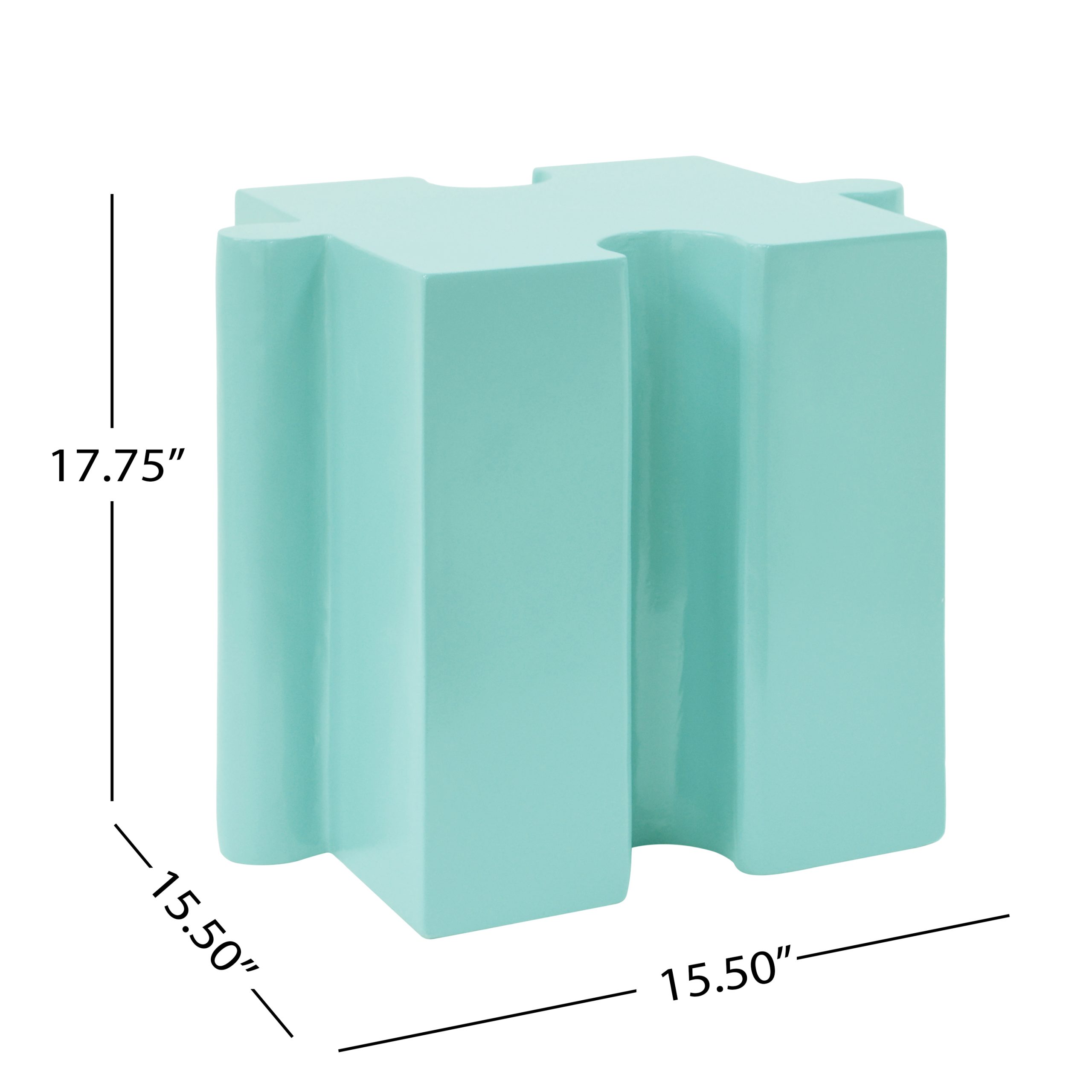 3-Piece Artistic Puzzle Table Set,Modular MGO Side Tables with Interlocking Design (2 Convex & 1 Concave), 200lb Capacity for Indoor & Outdoor,Light Blue & Light Green Color - Image 3
