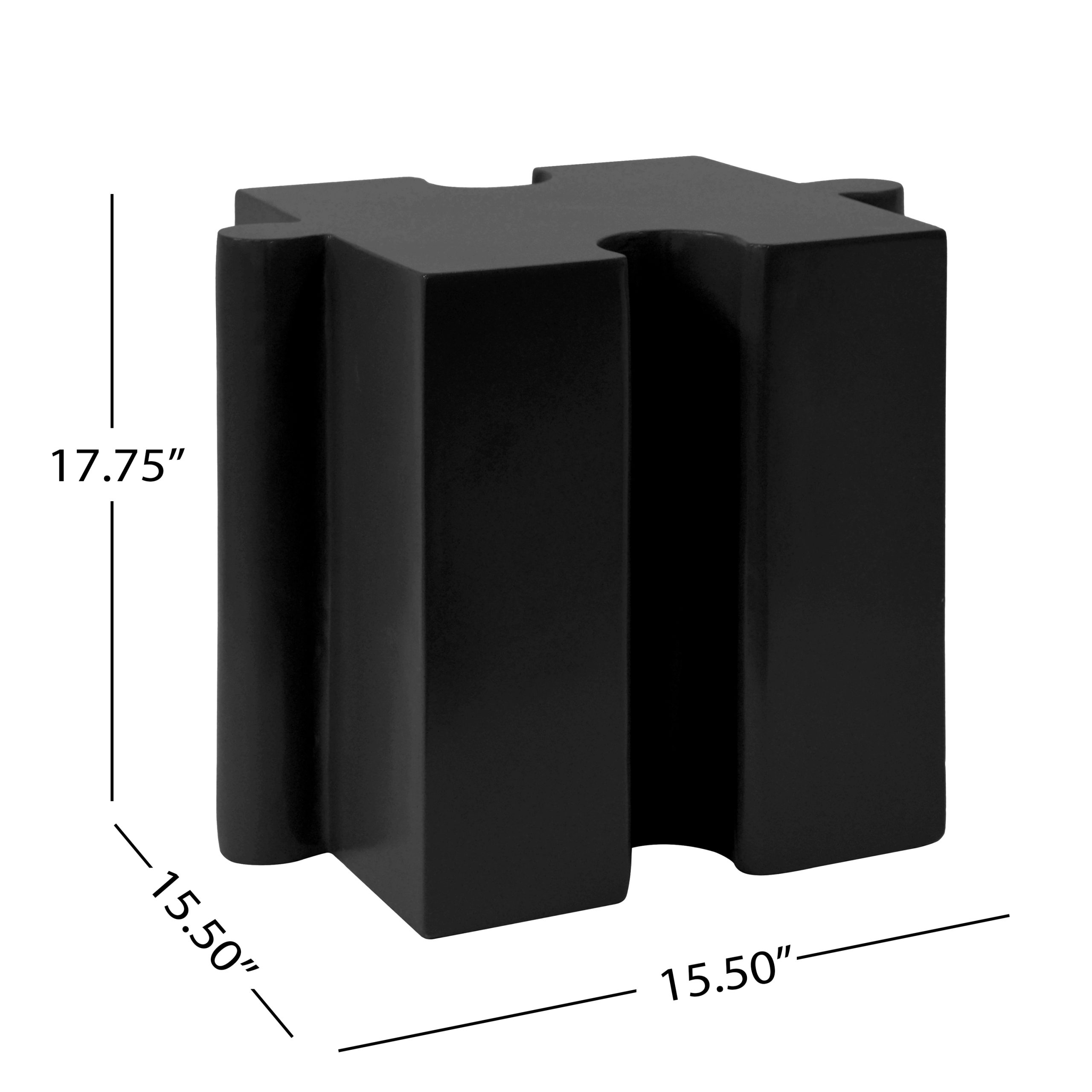 3-Piece Artistic Puzzle Table Set,Modular MGO Side Tables with Interlocking Design (2 Convex & 1 Concave), 200lb Capacity for Indoor & Outdoor,Black Color - Image 3