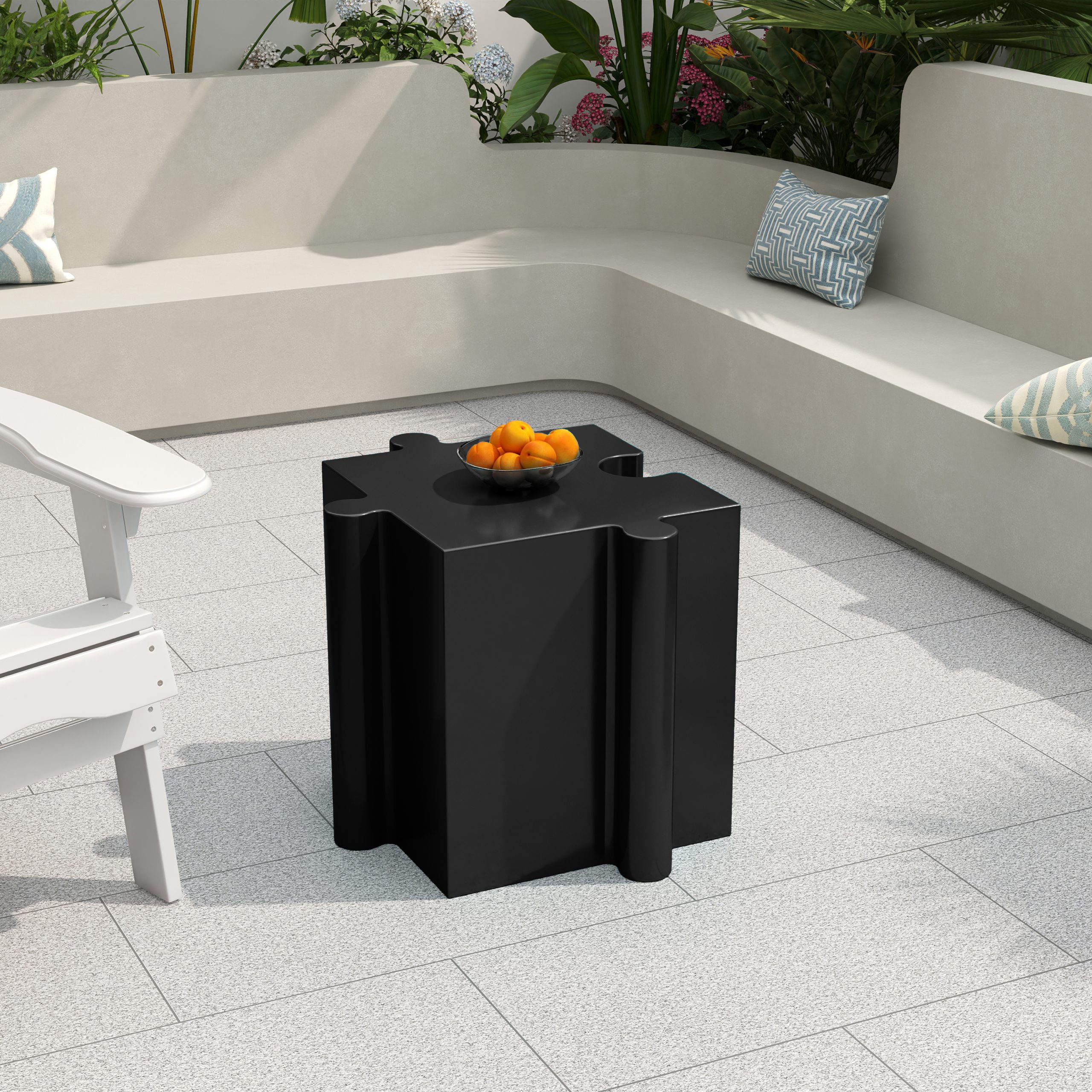 3-Piece Artistic Puzzle Table Set,Modular MGO Side Tables with Interlocking Design (2 Convex & 1 Concave), 200lb Capacity for Indoor & Outdoor,Black Color - Image 6