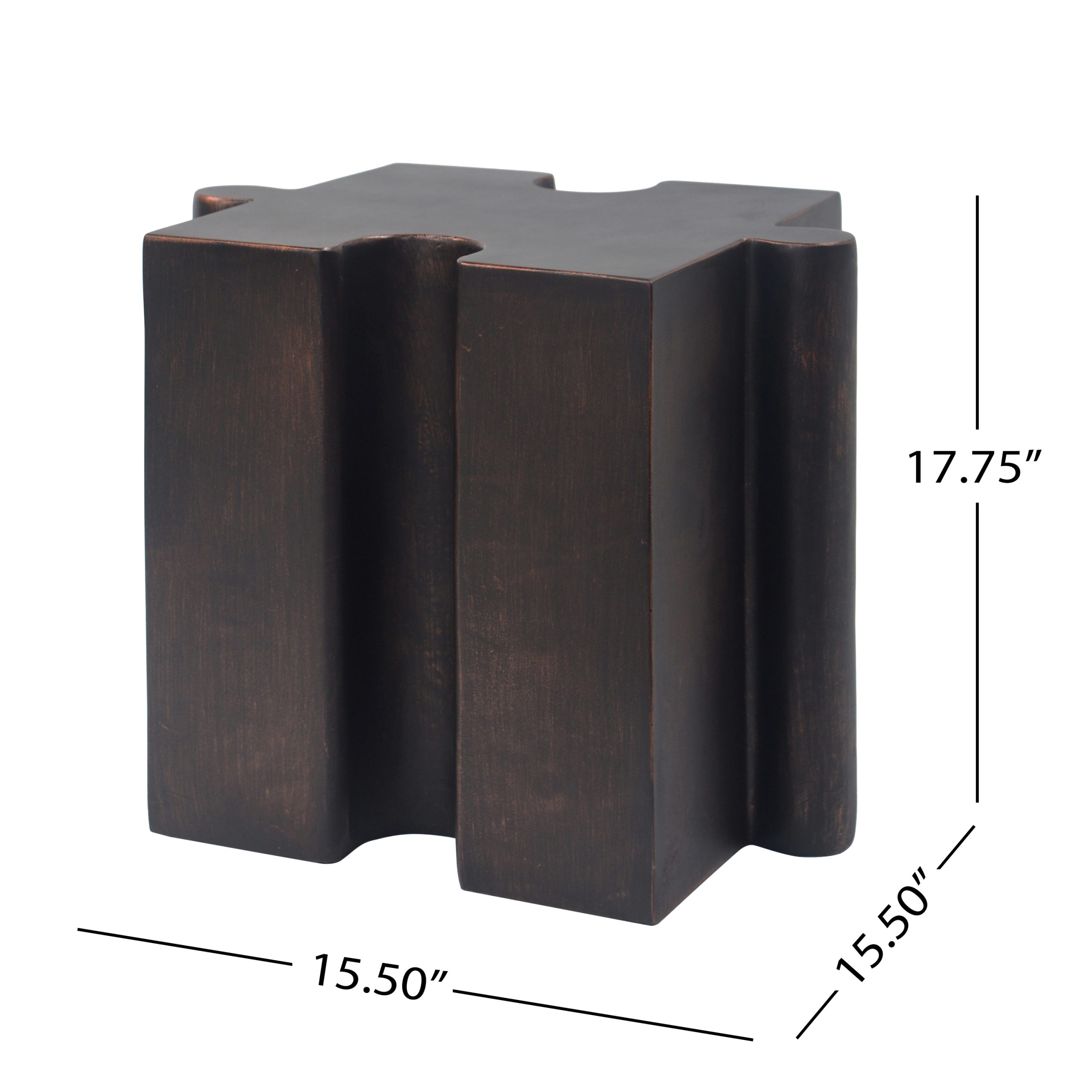 2-Piece Artistic Puzzle Table Set,Modular MGO Side Tables with Interlocking Design (1 Convex & 1 Concave), 200lb Capacity for Indoor & Outdoor, Antique Copper Color - Image 3