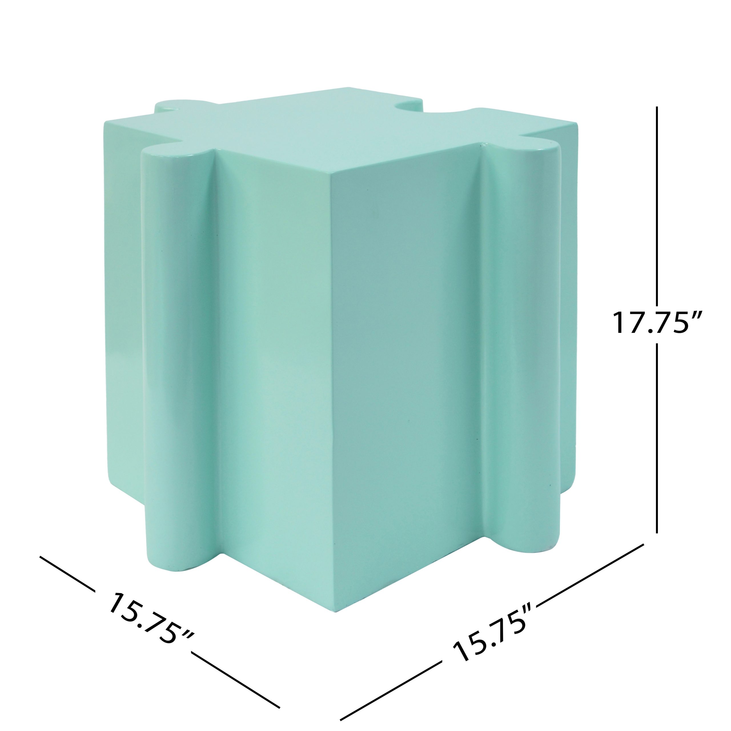 3-Piece Artistic Puzzle Table Set,Modular MGO Side Tables with Interlocking Design (2 Convex & 1 Concave), 200lb Capacity for Indoor & Outdoor, Light Green & Light Blue Color - Image 2