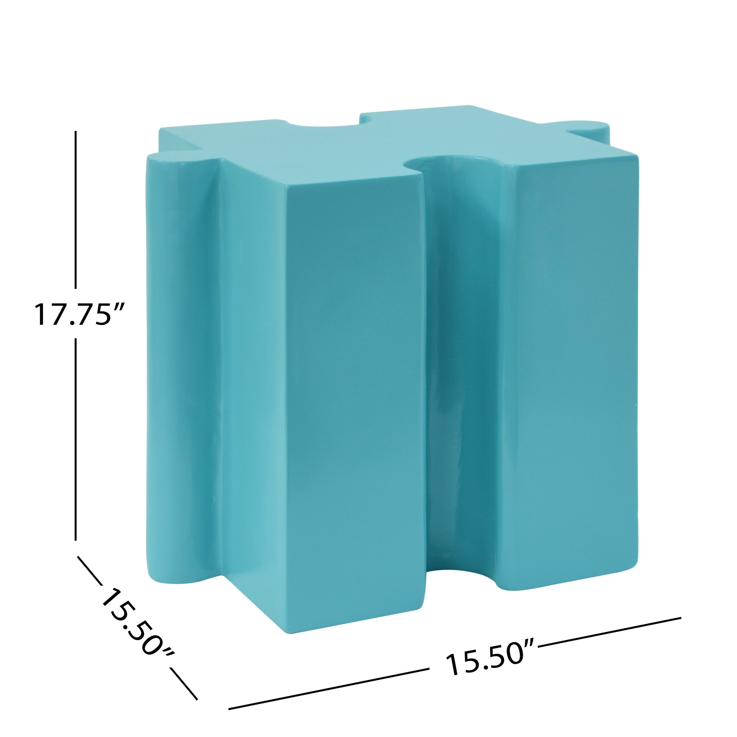 3-Piece Artistic Puzzle Table Set,Modular MGO Side Tables with Interlocking Design (2 Convex & 1 Concave), 200lb Capacity for Indoor & Outdoor, Light Green & Light Blue Color - Image 3