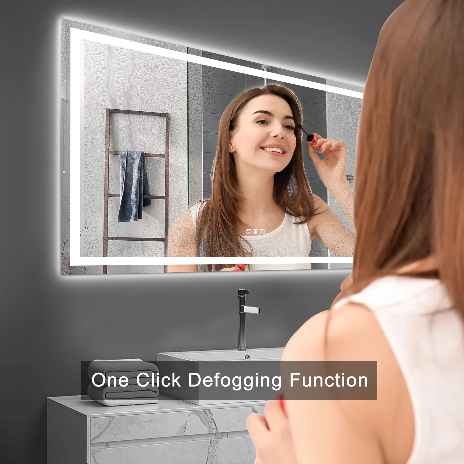72" x 36" LED Bathroom Mirror with Anti-Fog and Touch Sensor – Modern Frameless Lighted Wall Mirror for Bathroom Vanity, Shower Room, or Dressing Area - Image 4