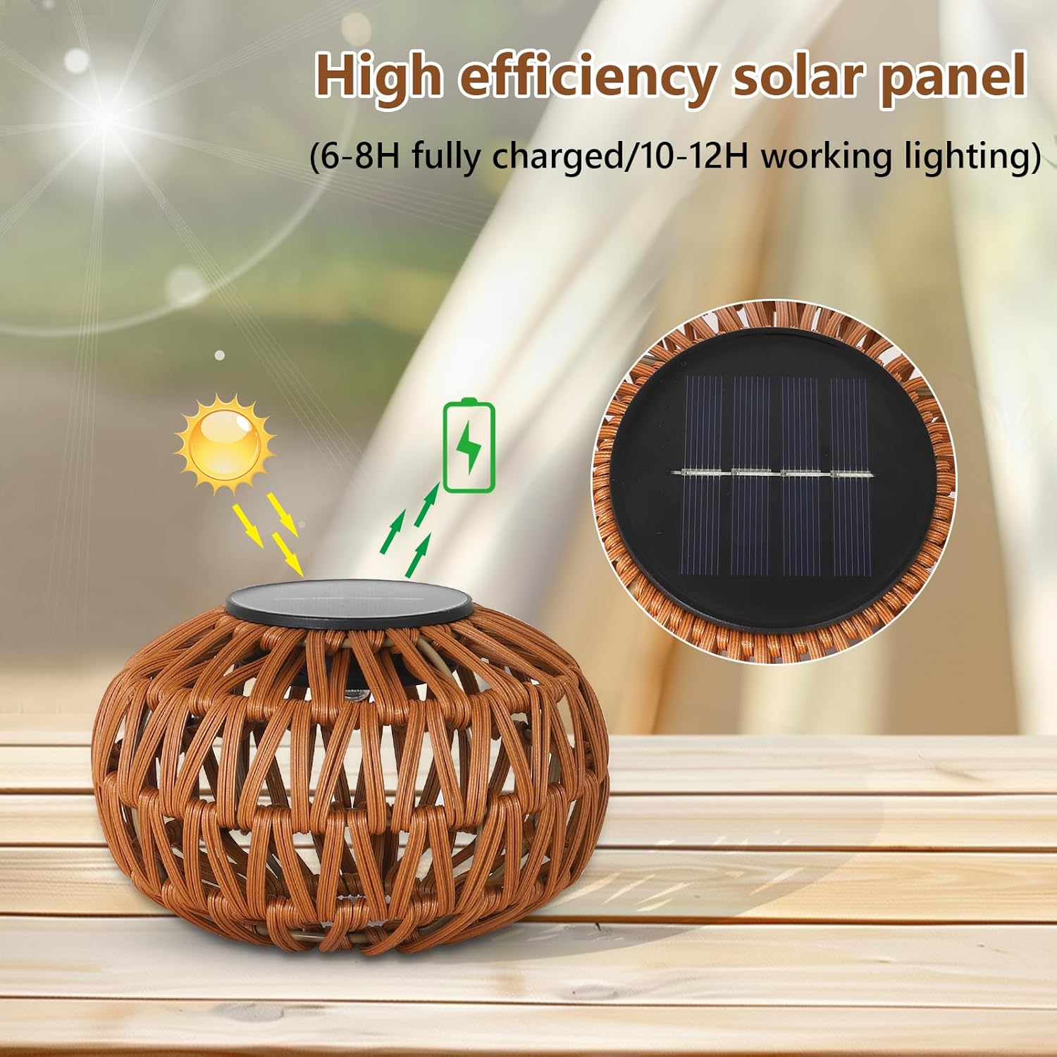 2 Pack Solar Lanterns Outdoor Waterproof, Outdoor Table Lamp Decor, Rattan Solar Lights Decorative, Small Tabletop Lantern Gifts for Mom, Grandma, Lantern Lights Outside for Garden, Yard, Steps - Image 3