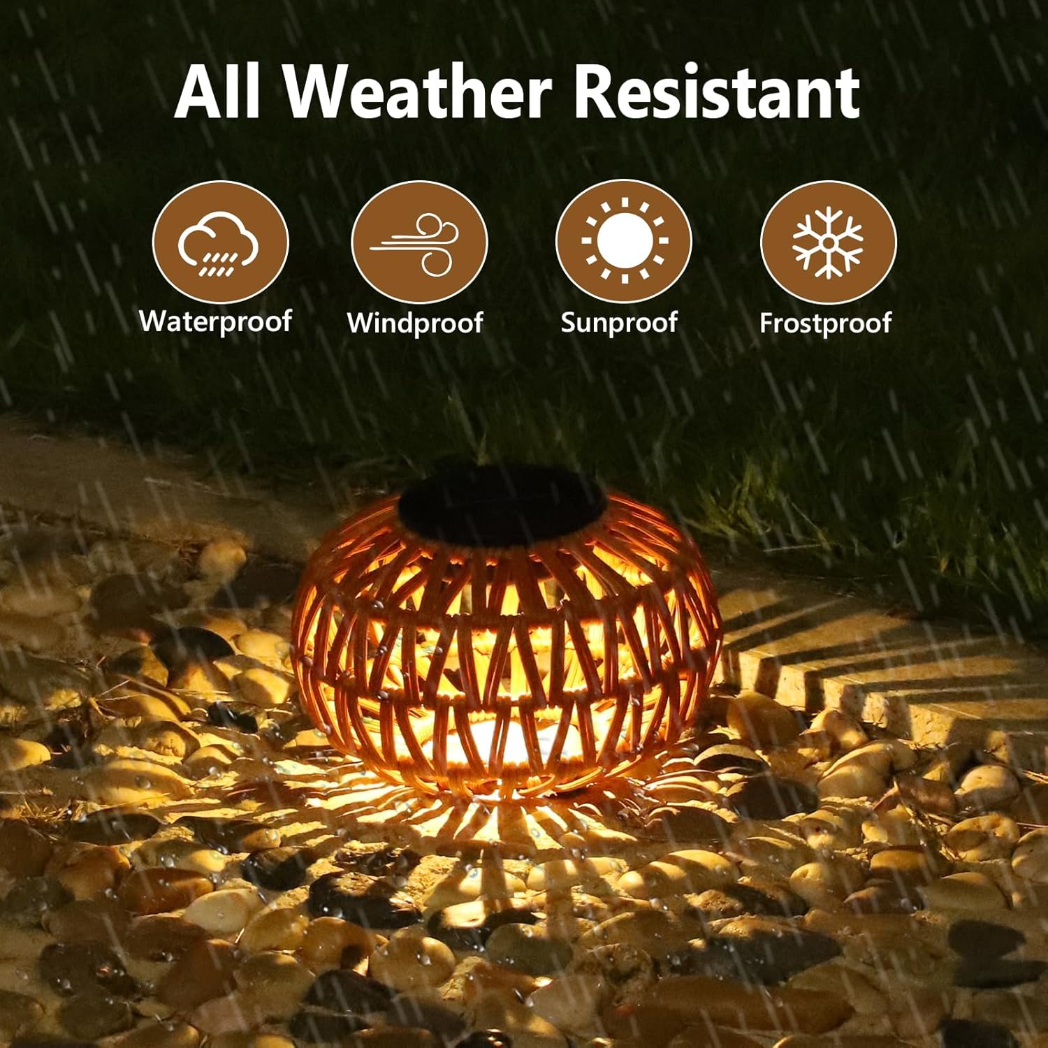 2 Pack Solar Lanterns Outdoor Waterproof, Outdoor Table Lamp Decor, Rattan Solar Lights Decorative, Small Tabletop Lantern Gifts for Mom, Grandma, Lantern Lights Outside for Garden, Yard, Steps - Image 4