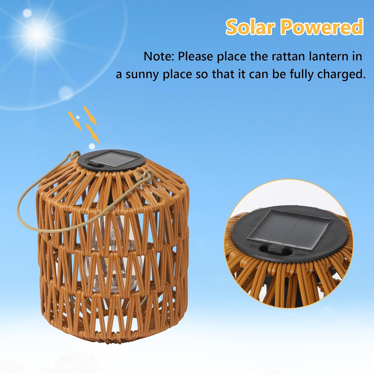 2 Pack Solar Lanterns Outdoor Waterproof, Rattan Solar Lights for Yard, Outdoor Garden Lights, Hanging Lanterns Decorative Birthday Gifts for Mom Grandma, Outdoor Lanterns for Porch, Patio, Pathway - Image 2