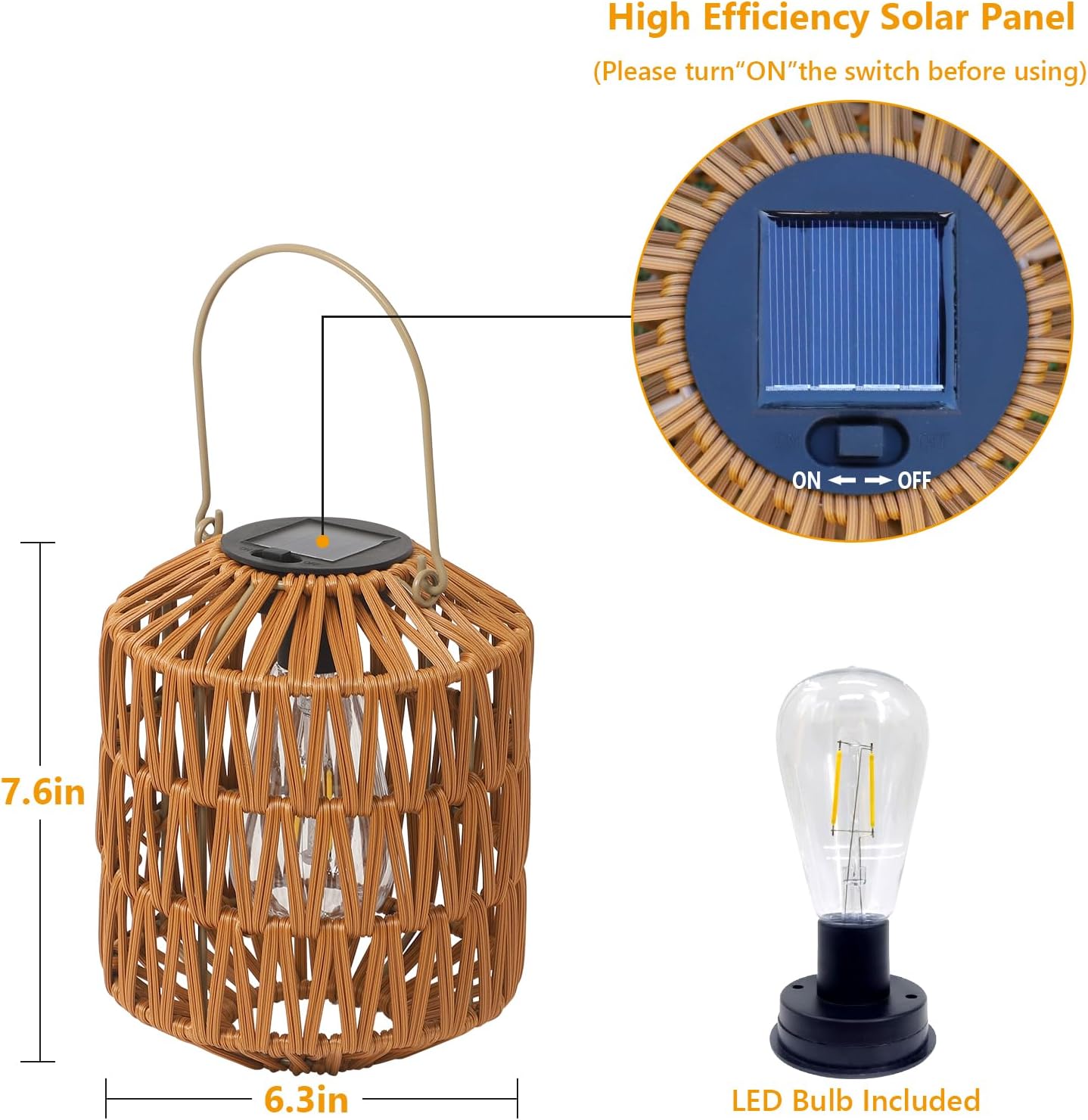 2 Pack Solar Lanterns Outdoor Waterproof, Rattan Solar Lights for Yard, Outdoor Garden Lights, Hanging Lanterns Decorative Birthday Gifts for Mom Grandma, Outdoor Lanterns for Porch, Patio, Pathway - Image 4