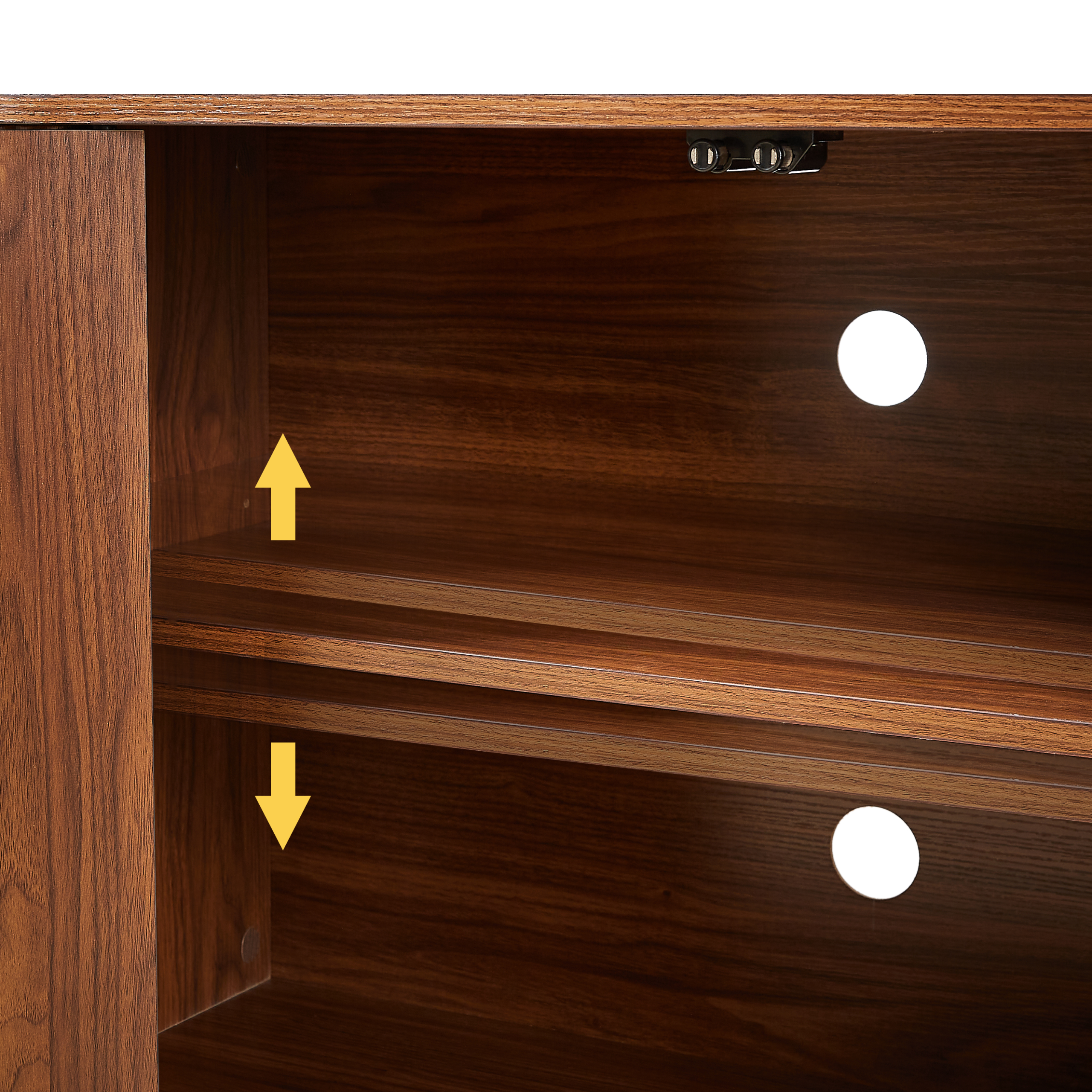 Sideboard Storage Cabinet TV Stand with wave pattern Buffet Cabinet Wooden Vertical Striped Cabinet for Kitchen/Bedroom/Entryway. Walnut, 64''W x 15''D x 24''H. - Image 6