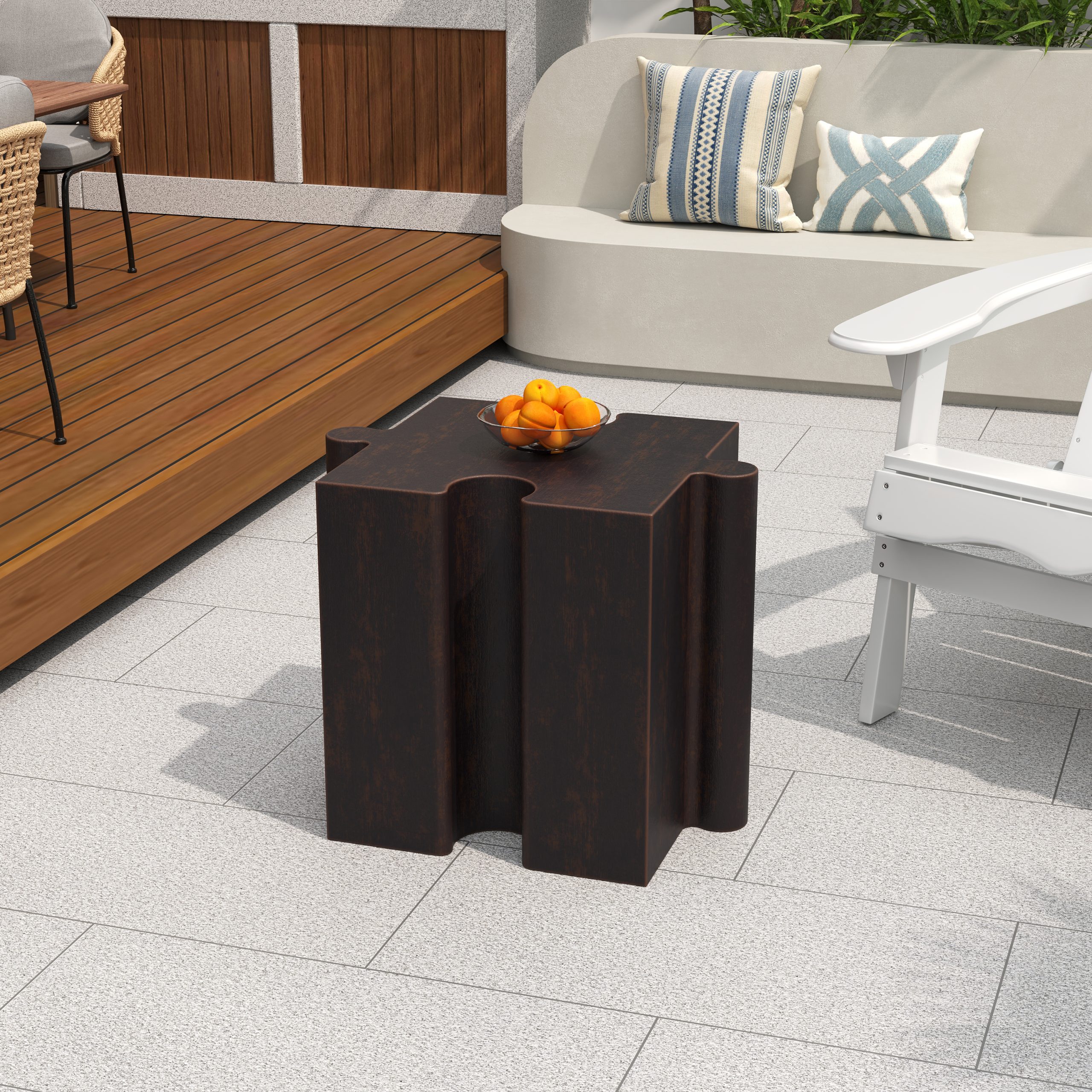 Puzzle Art Side Table, Modular Concave Edge MGO Table - Buy Singles or Combine for Custom Layouts, Indoor & Outdoor,Antique Copper Color - Image 3