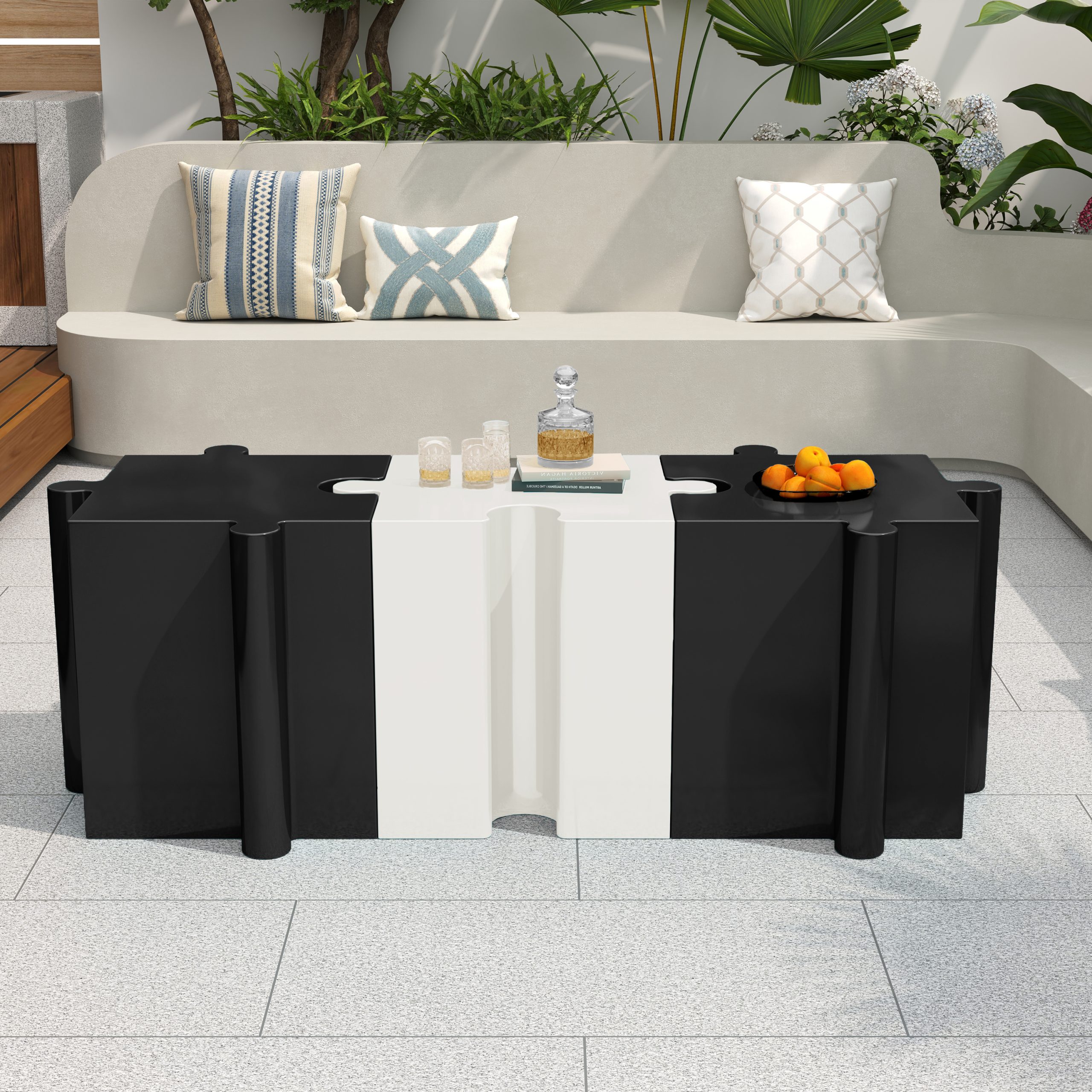 Puzzle Art Side Table, Modular Convex Edge MGO Table - Buy Singles or Combine for Custom Layouts, Indoor & Outdoor,Black Color - Image 6