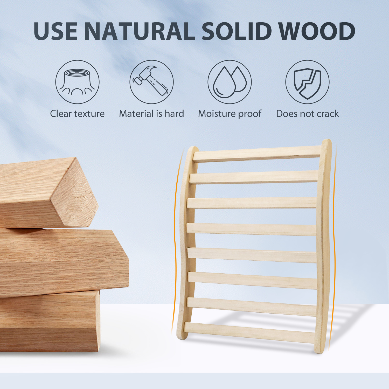 Sauna Backrest,S-Shape Canadian Natural Wood Hemlock Sauna Chair with Back, Non-Toxic Sauna Accessories Bench - Image 2