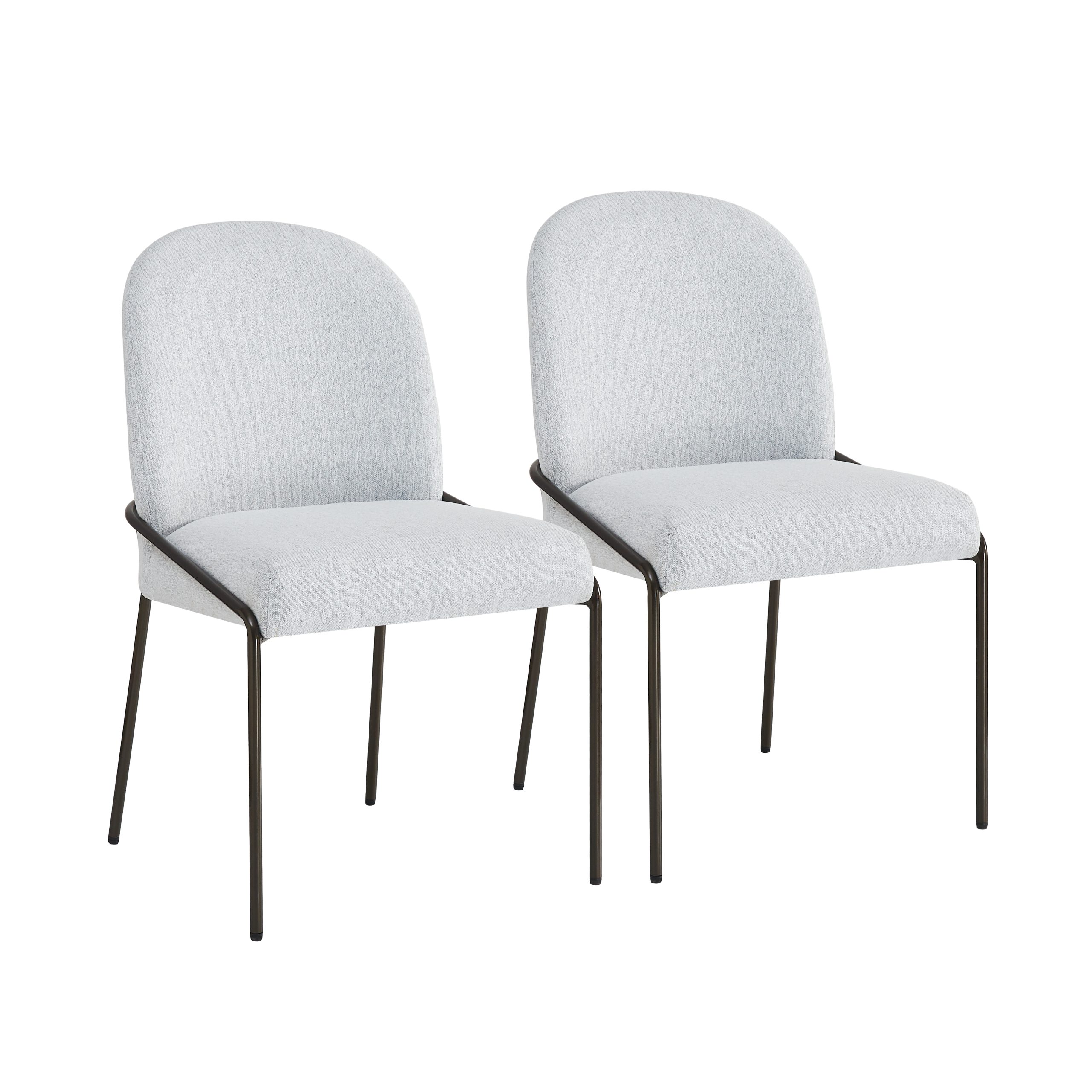 Modern Dining Chair with Soft Grey Linen Textured Polyester Fabric, bronze color Iron Frame,Set of 2,Light Grey - Image 6