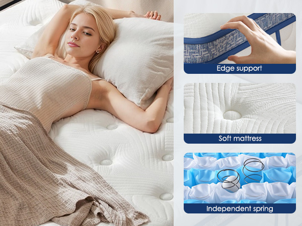Queen Size Mattress,10 Inch Hybrid Mattress, Individually Pocketed Innerspring, Medium Firm - Image 5