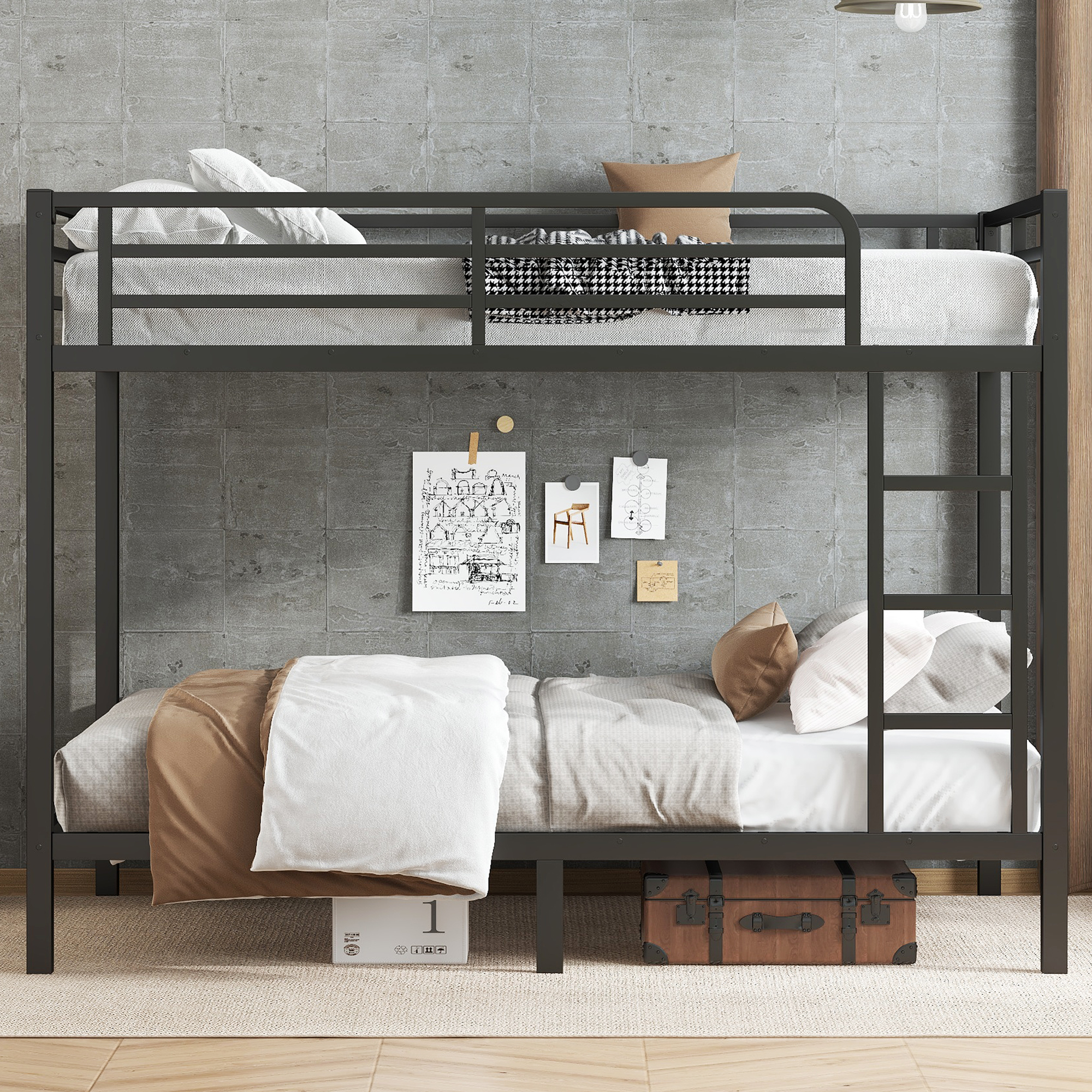Metal Full XL over Full XL Bunk Bed for Teens and Adults,Space-Saving/Noise Reduced/No Box Spring Needed, Black - Image 2