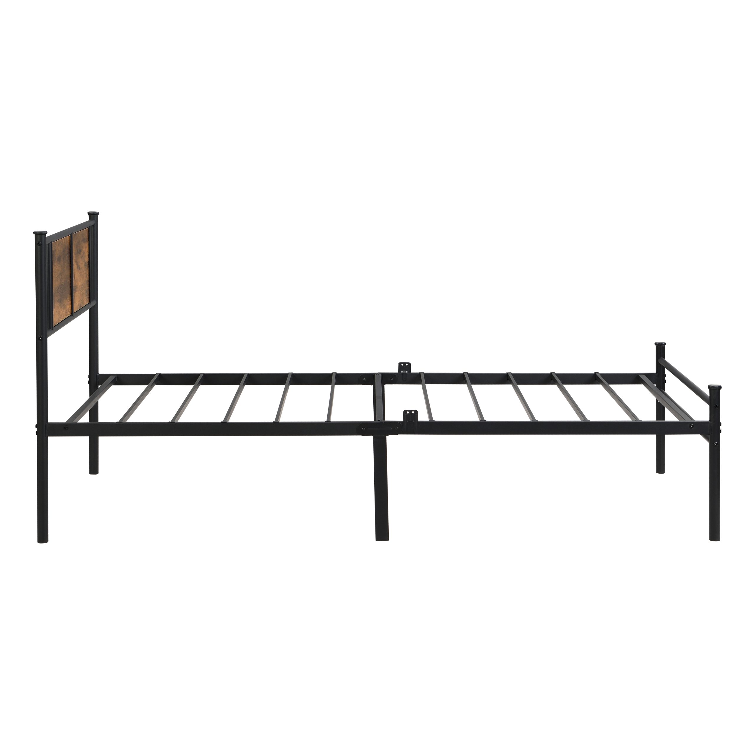 Twin XL Size metal bedframe,Headboard with wood panel decoration,black - Image 5