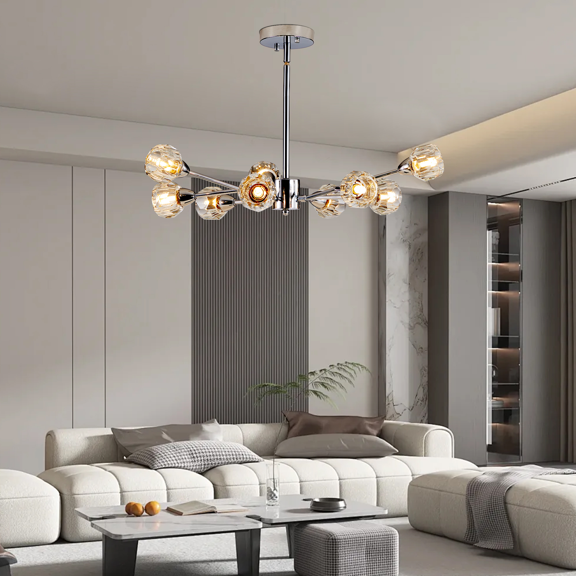 28" Modern Crystal Chandeliers, 9 Lights Chrome Chandelier for Living Room Bedroom, Dining Room Chandelier Over Table, Kitchen Light Fixtures (Bulbs Not Included) - Image 3