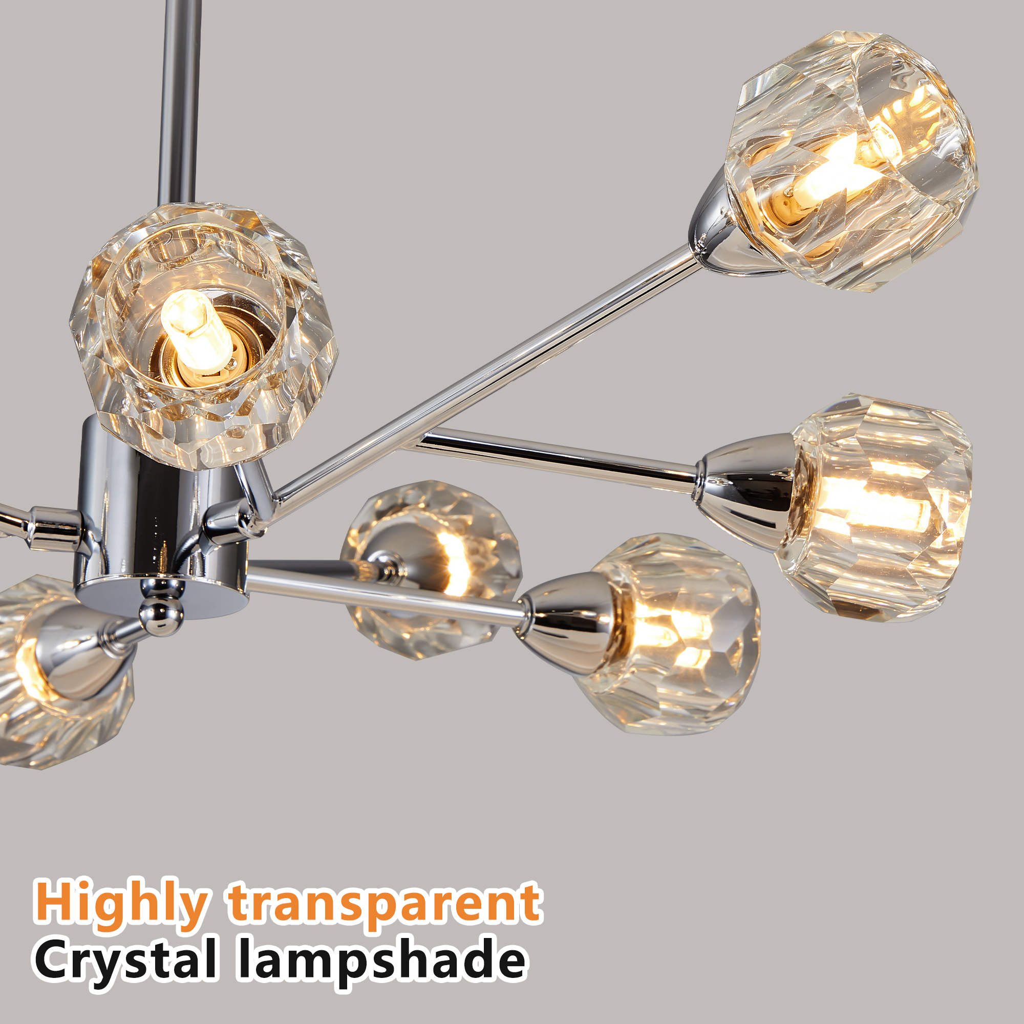 28" Modern Crystal Chandeliers, 9 Lights Chrome Chandelier for Living Room Bedroom, Dining Room Chandelier Over Table, Kitchen Light Fixtures (Bulbs Not Included) - Image 6