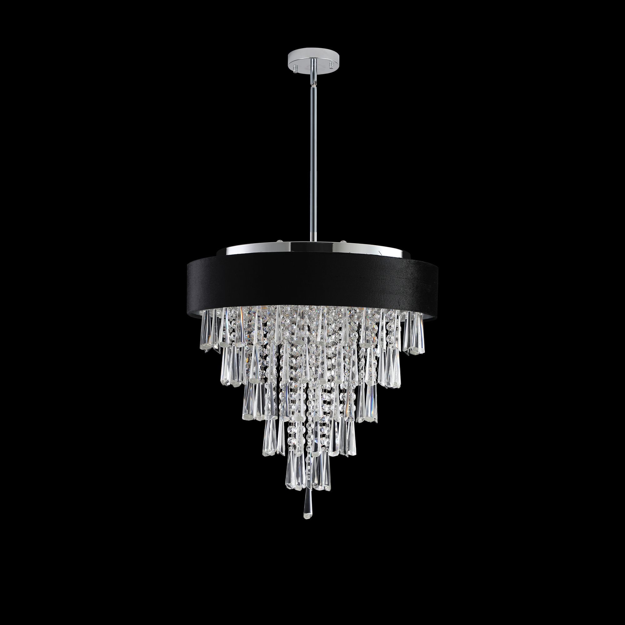 18-inch Modern Crystal Chandelier with Black Imitation Velvet Anti-Glare Shade, Adjustable Height, 8-Light G9 Base for Dining Room, Living Room, or Bedroom (Bulb Not Included) - Image 6
