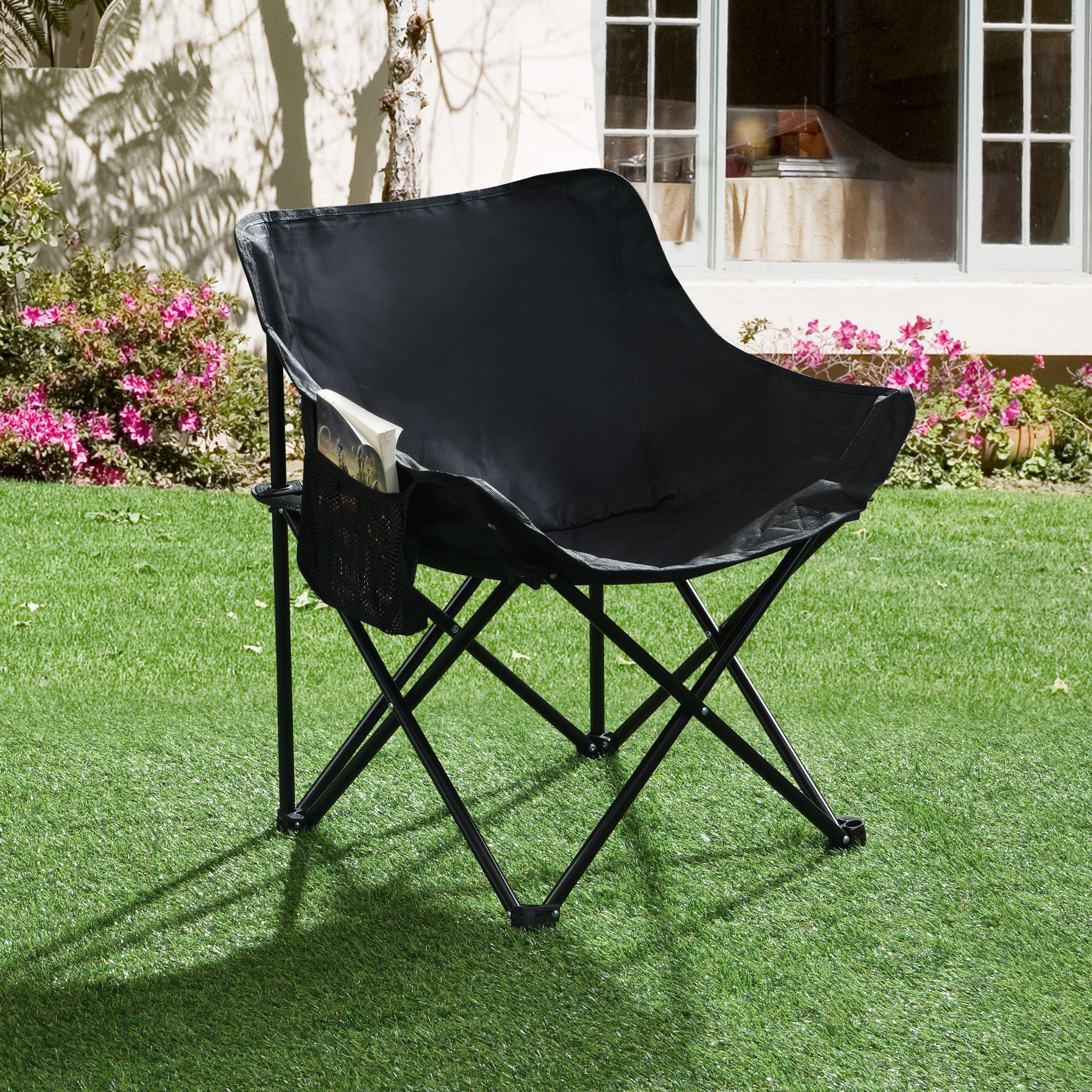 2PCS Outdoor Camping Chairs Folding/Portable, Carry Bag ,Black - Image 4