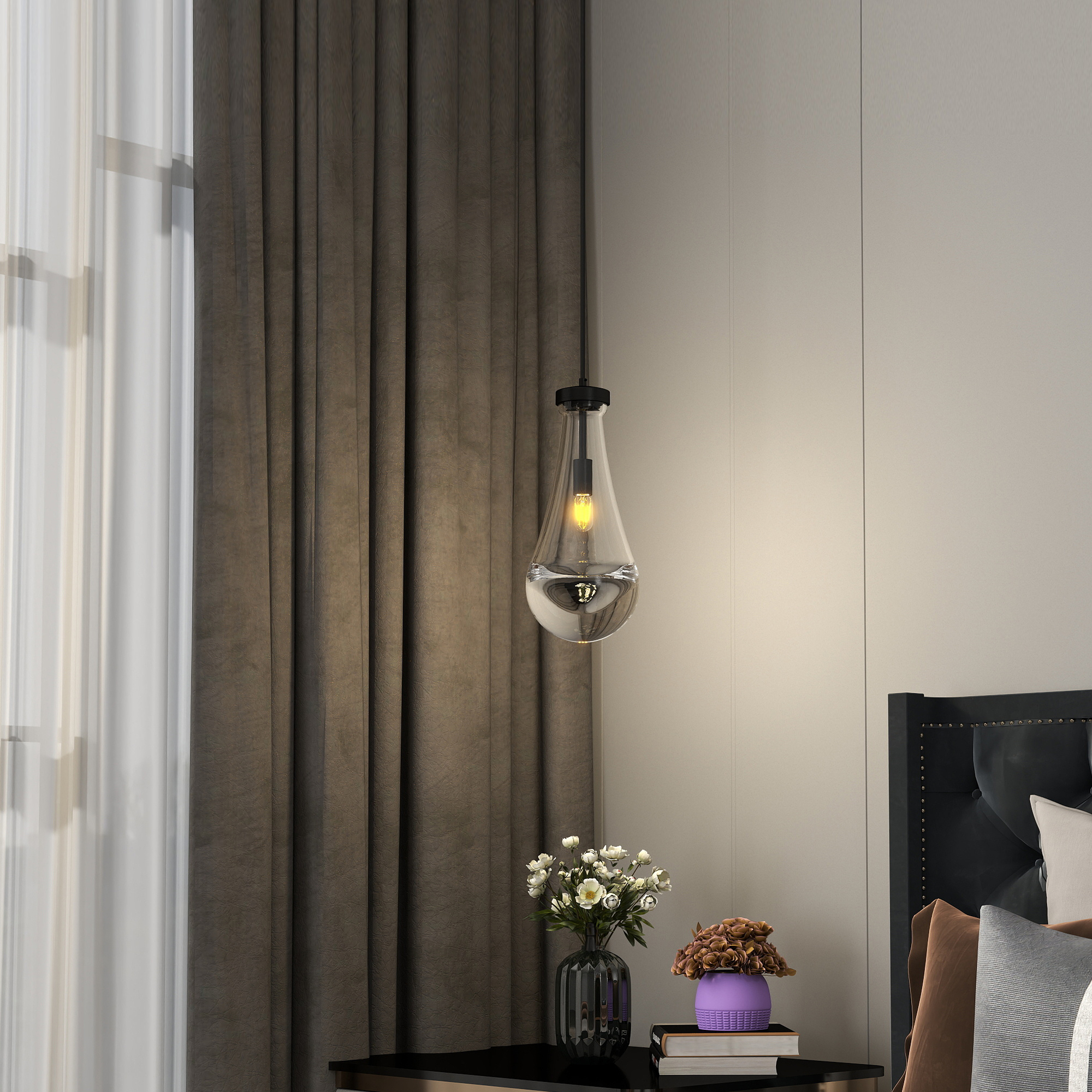 Raindrop Pendant Lights, Modern Black Pendant Lights for Kitchen Island, Dining Room Light Fixture Raindrop Chandelier, Chandelier for Living Room Hallway,Not including The Bulb - Image 2