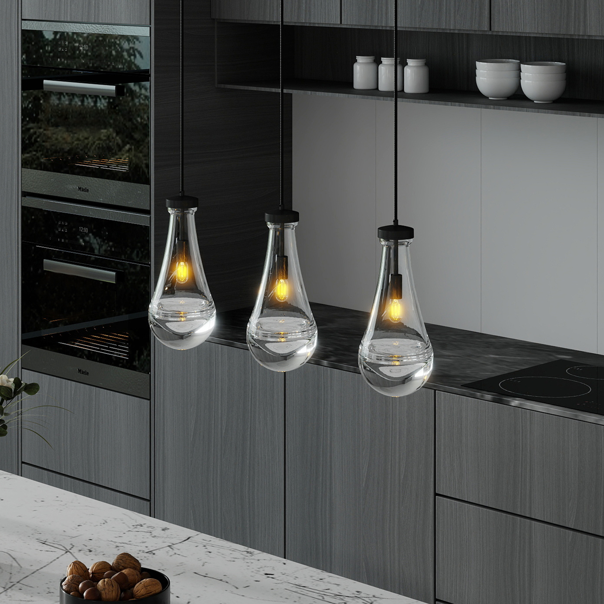 Raindrop Pendant Lights, Modern Black Pendant Lights for Kitchen Island, Dining Room Light Fixture Raindrop Chandelier, Chandelier for Living Room Hallway,Not including The Bulb - Image 4
