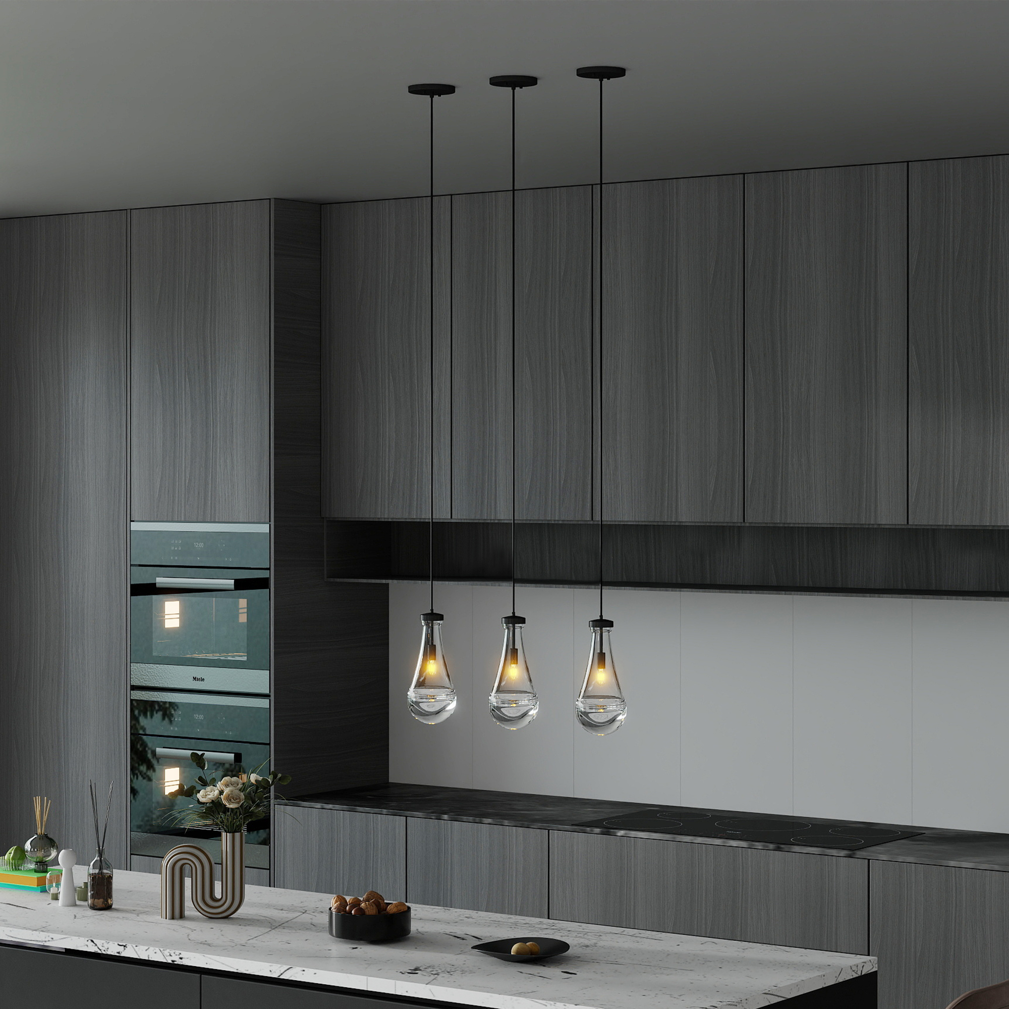 Raindrop Pendant Lights, Modern Black Pendant Lights for Kitchen Island, Dining Room Light Fixture Raindrop Chandelier, Chandelier for Living Room Hallway,Not including The Bulb - Image 5