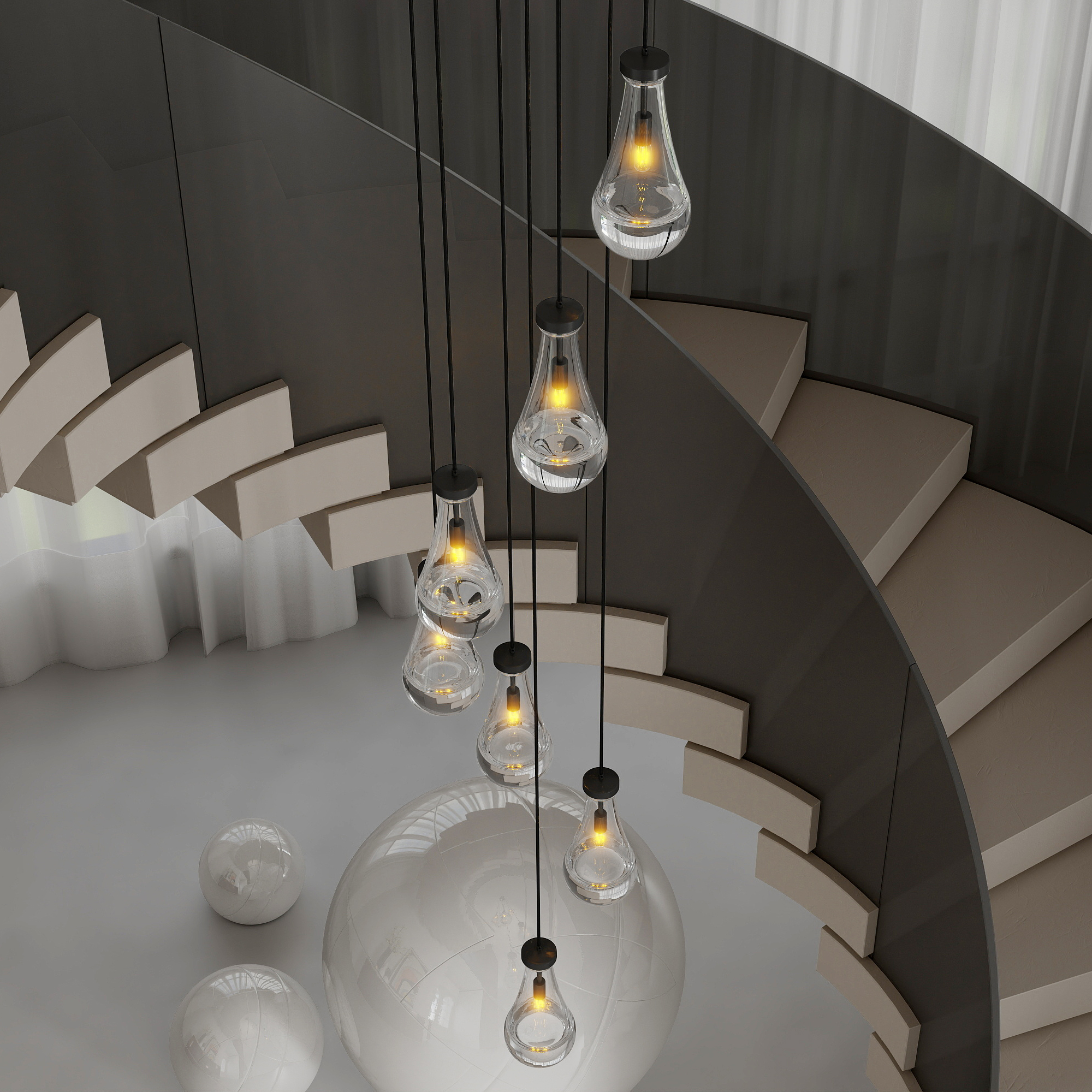 7 Light Dining Room Pendant Light, Large Chandelier Adjustable Hanging Line, Black Living Room Pendant Light, Foyer Chandelier, Stairwell Pendant Lights, Bedroom Chandeliers - Image 2
