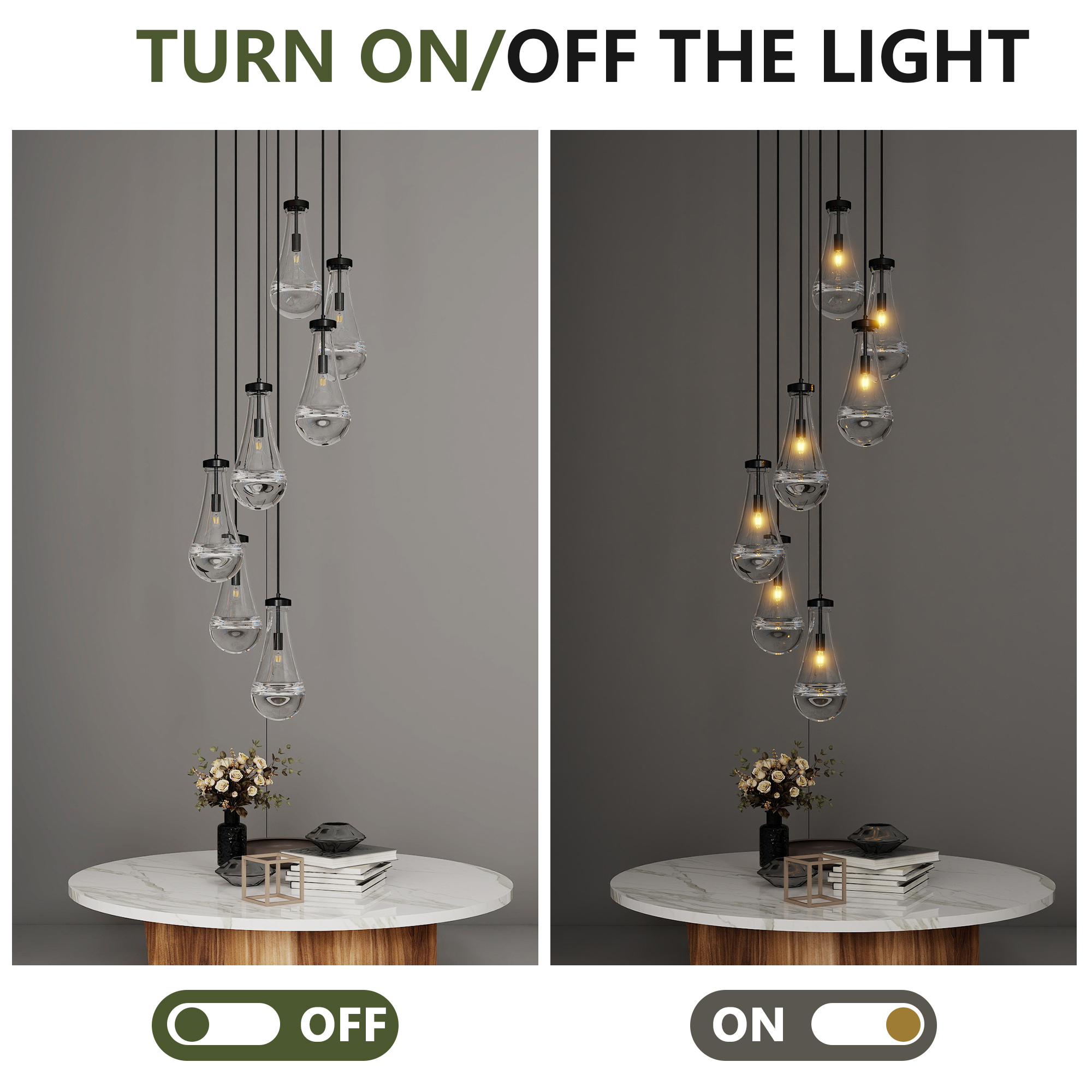 7 Light Dining Room Pendant Light, Large Chandelier Adjustable Hanging Line, Black Living Room Pendant Light, Foyer Chandelier, Stairwell Pendant Lights, Bedroom Chandeliers - Image 6