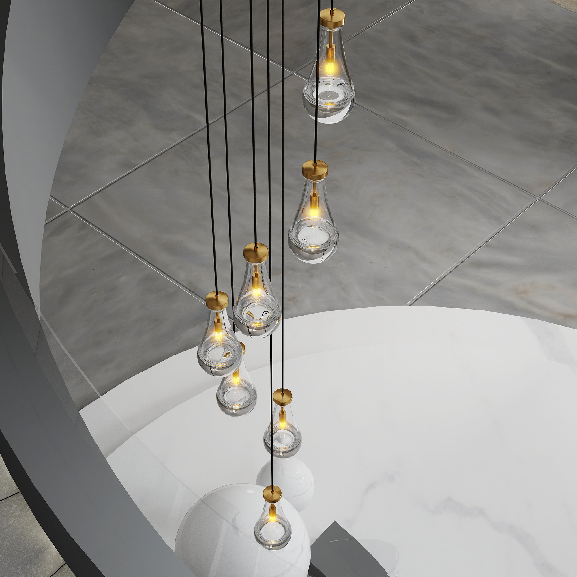 7 Light Dining Room Pendant Light, Large Chandelier Adjustable Hanging Line, Living Room Pendant Light, Foyer Chandelier, Stairwell Pendant Lights, Bedroom - Image 2