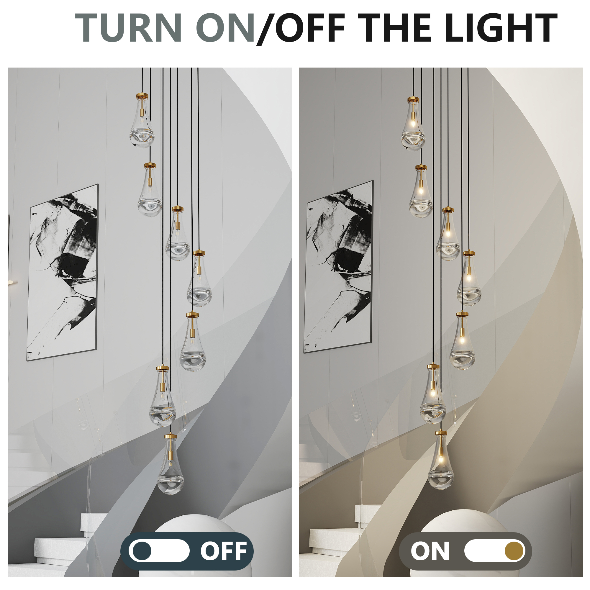 7 Light Dining Room Pendant Light, Large Chandelier Adjustable Hanging Line, Living Room Pendant Light, Foyer Chandelier, Stairwell Pendant Lights, Bedroom - Image 5
