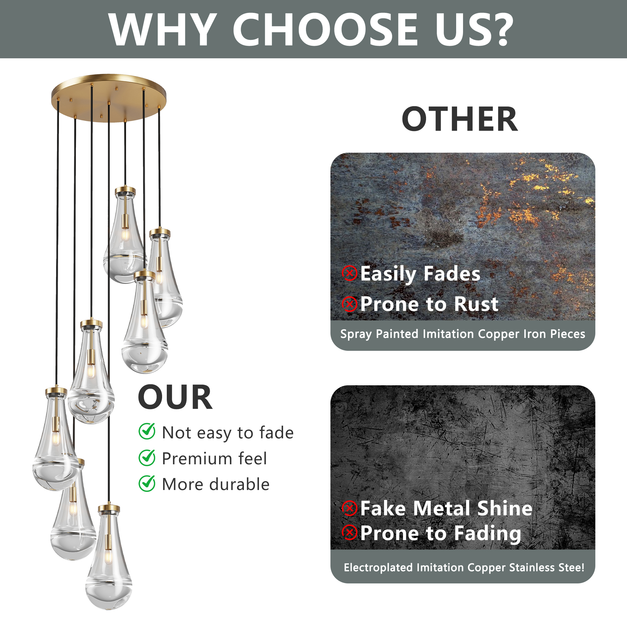 7 Light Dining Room Pendant Light, Large Chandelier Adjustable Hanging Line, Living Room Pendant Light, Foyer Chandelier, Stairwell Pendant Lights, Bedroom - Image 6