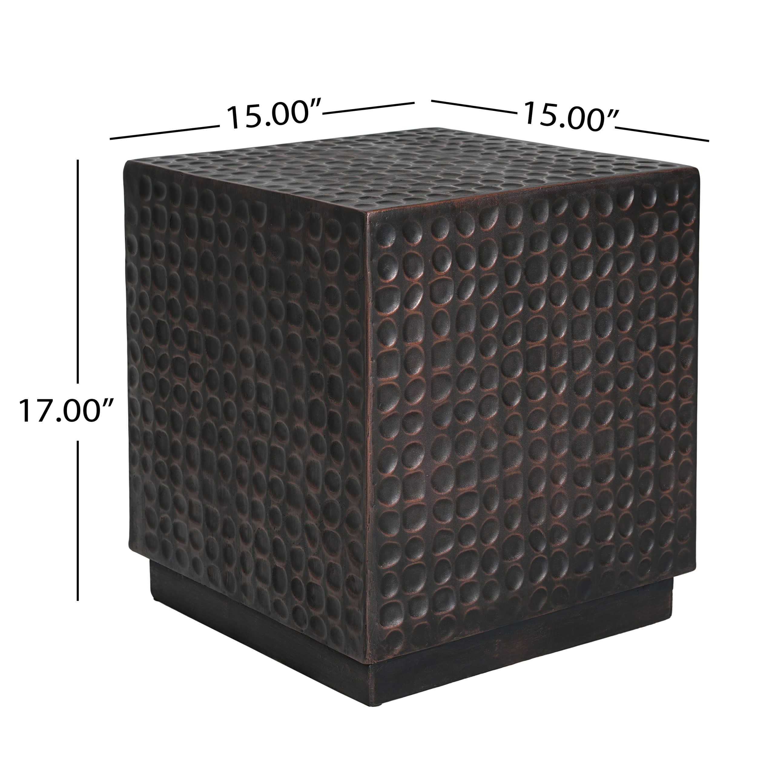 Outdoor Side Table, Patio End Table Cube, MGO Fluted Coffee Table for Outside, Garden, Backyard, Poolside Accent Table, Antique Copper - Image 2