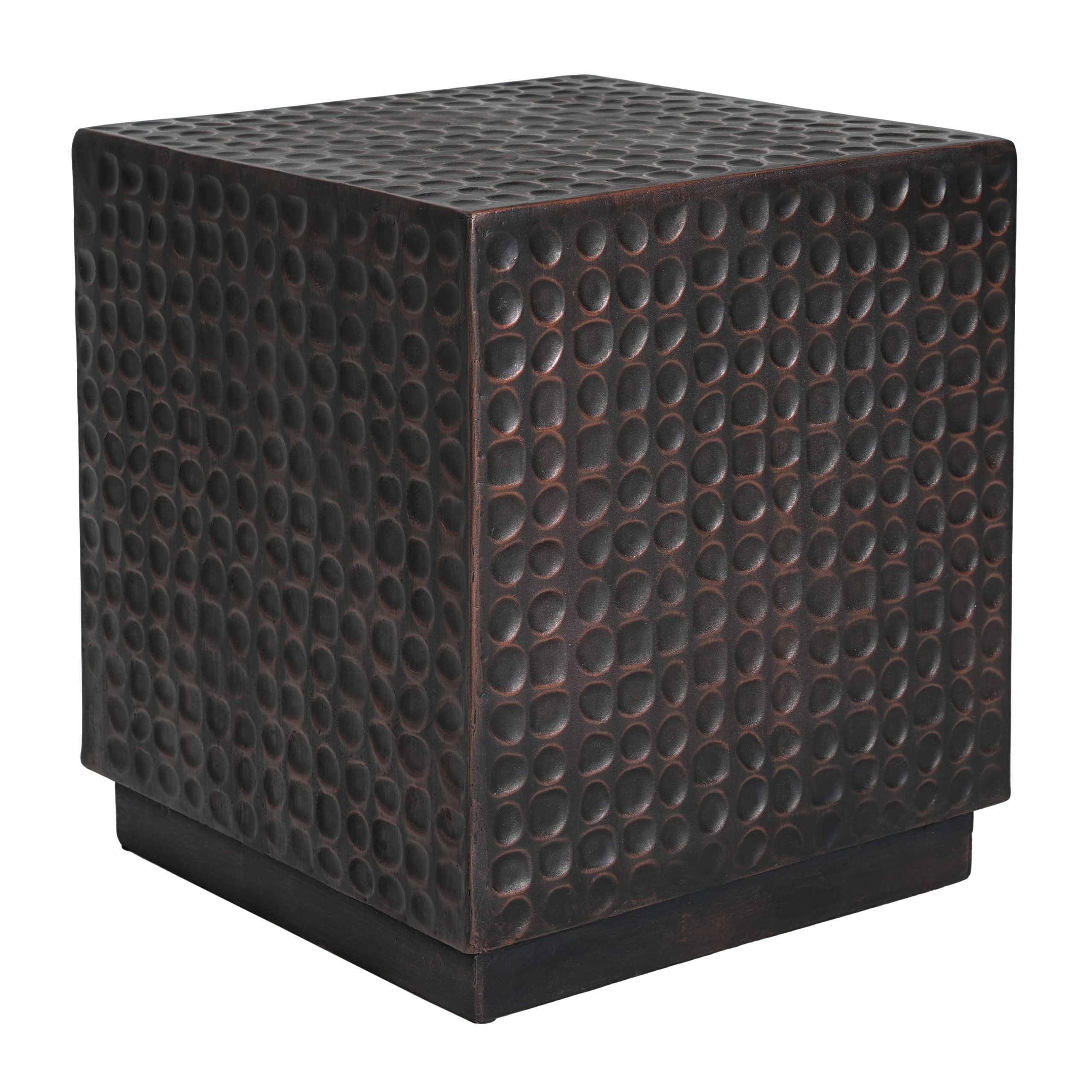 Outdoor Side Table, Patio End Table Cube, MGO Fluted Coffee Table for Outside, Garden, Backyard, Poolside Accent Table, Antique Copper - Image 4