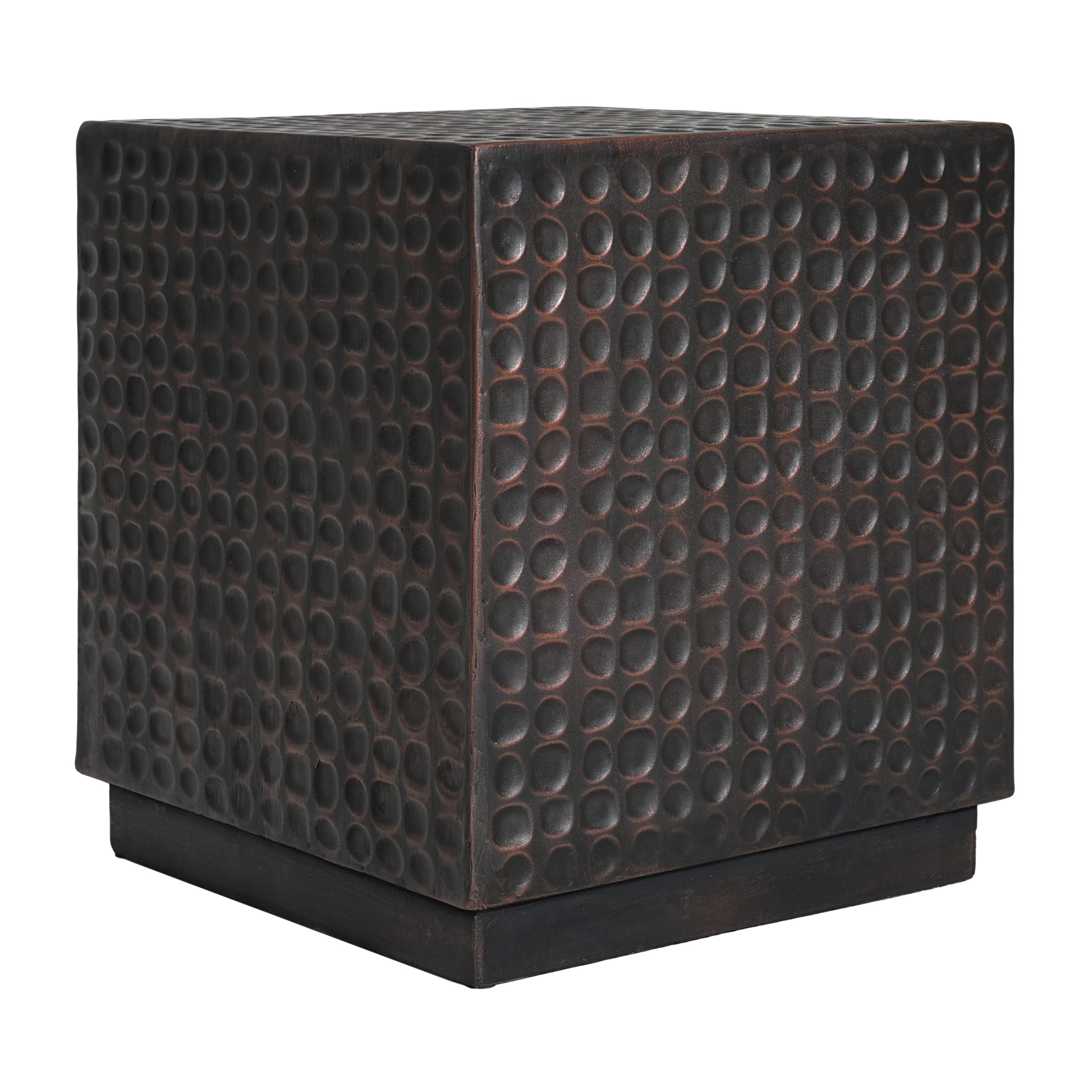 Outdoor Side Table, Patio End Table Cube, MGO Fluted Coffee Table for Outside, Garden, Backyard, Poolside Accent Table, Antique Copper - Image 5