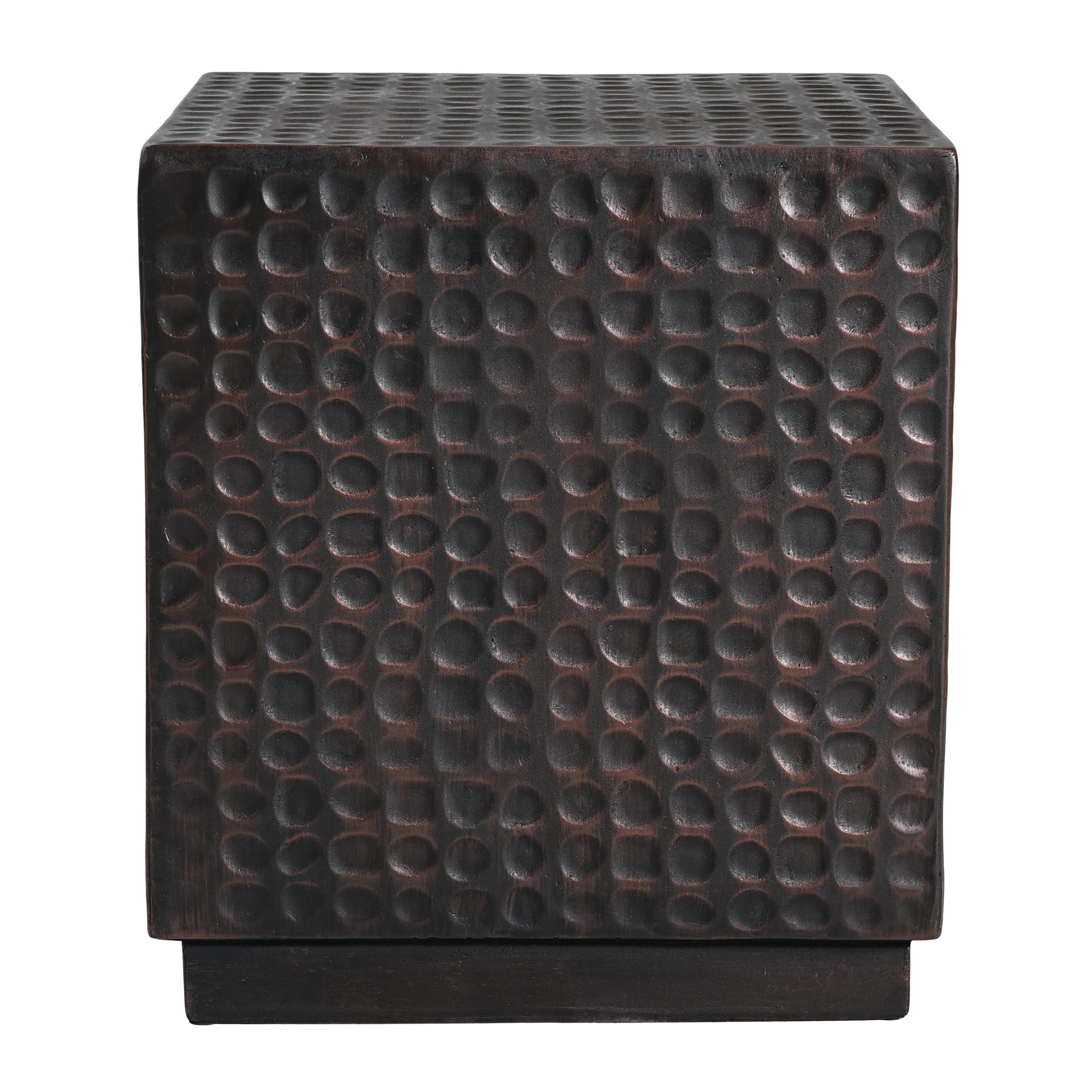 Outdoor Side Table, Patio End Table Cube, MGO Fluted Coffee Table for Outside, Garden, Backyard, Poolside Accent Table, Antique Copper - Image 6