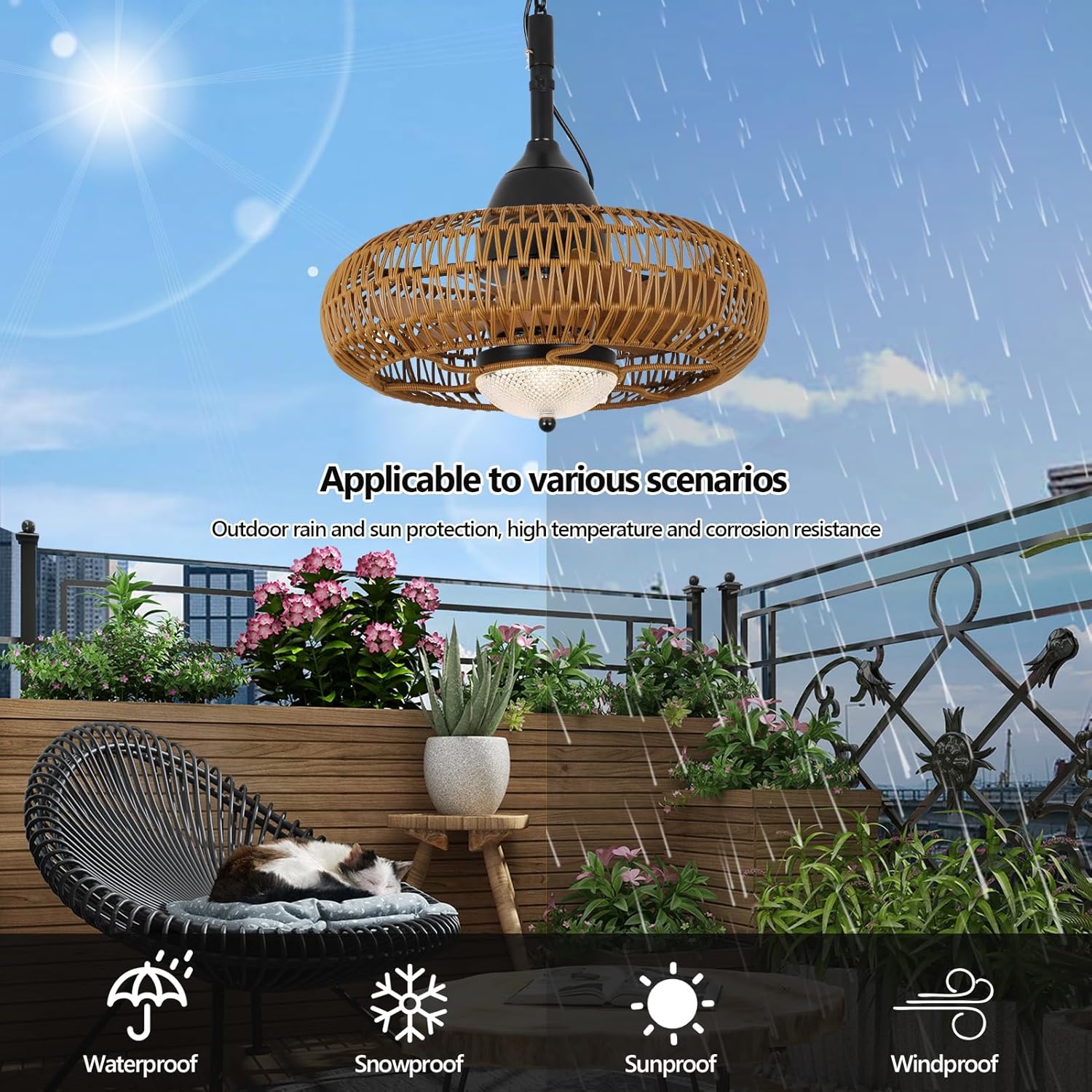 Waterproof Outdoor Ceiling Fan with Lights Remote Control - Image 5
