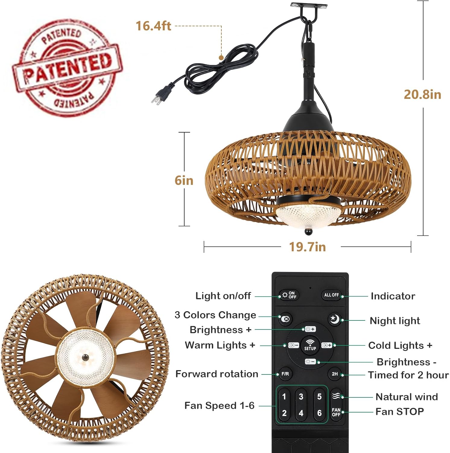 Waterproof Outdoor Ceiling Fan with Lights Remote Control - Image 6