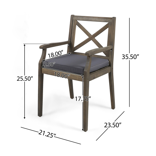 PERLA DINING CHAIR,2PCS with 2 Cushions,grey - Image 3