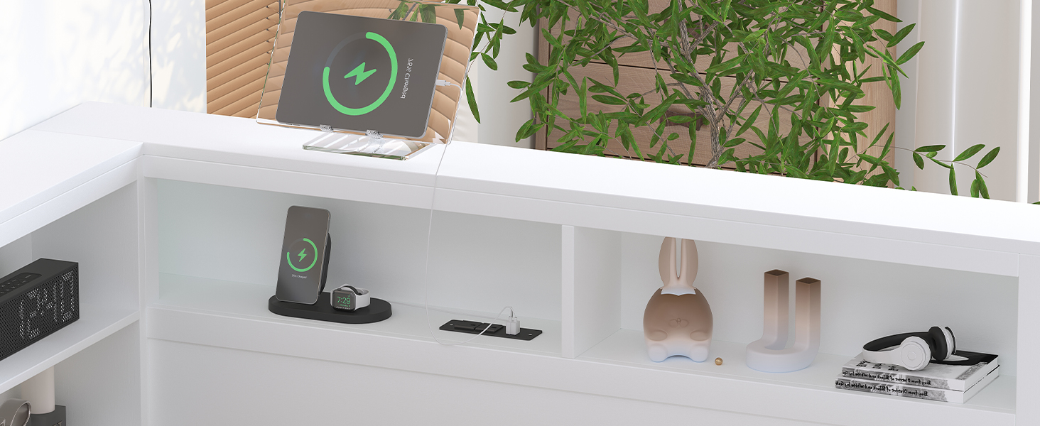 Wooden Full Size DayBed with Twin Size Trundle, DayBed with Storage Shelf and USB Charging Ports,White(old SKU: HL000075AAK ) - Image 3