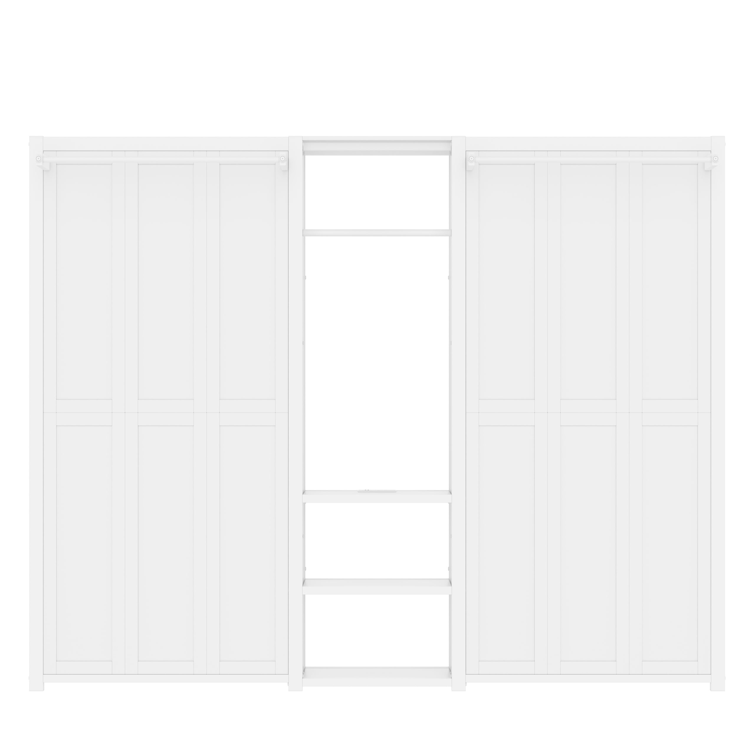 Twin and Twin Murphy Bed, Metal Foldable Murphy Bed with Wardrobe, Shelves and Power Outlets, 2 in 1 Design, Space-saving, White - Image 6