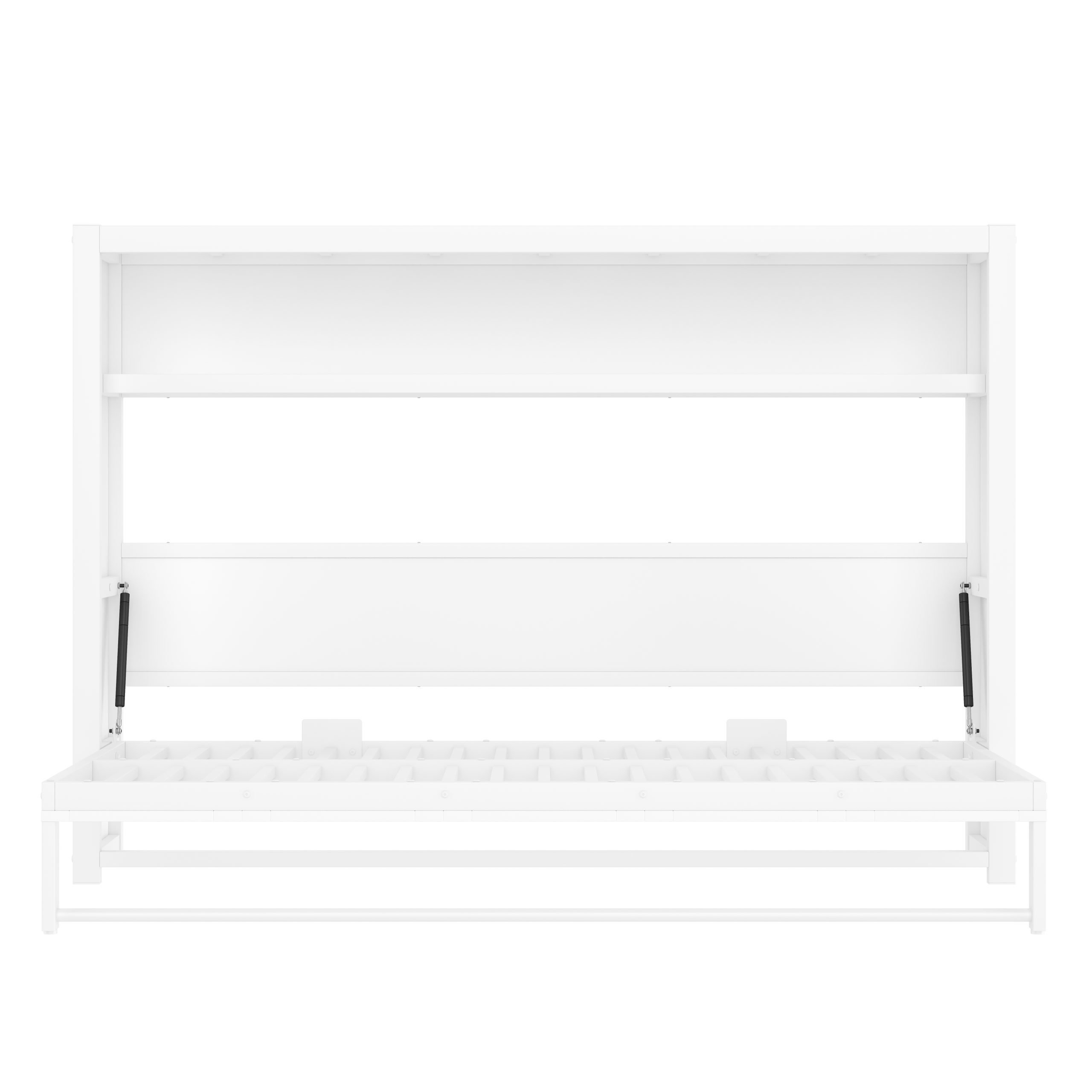 Twin Size Murphy Bed with Shelves, Metal Wall Bed with Foldable and Space-saving Design, White - Image 6