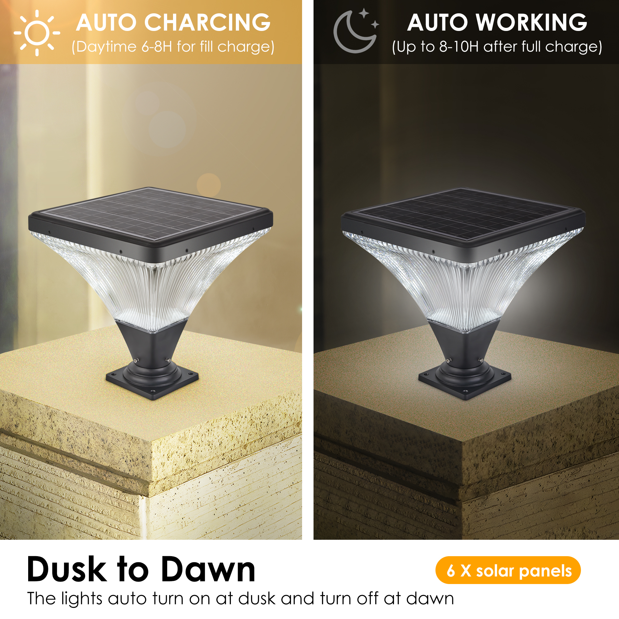 15" Black Outdoor Post Light - LED with Remote Control, Dimmable, Timer Function, Weatherproof for Yard, Garden, Pathway (1-Pack) - Image 3