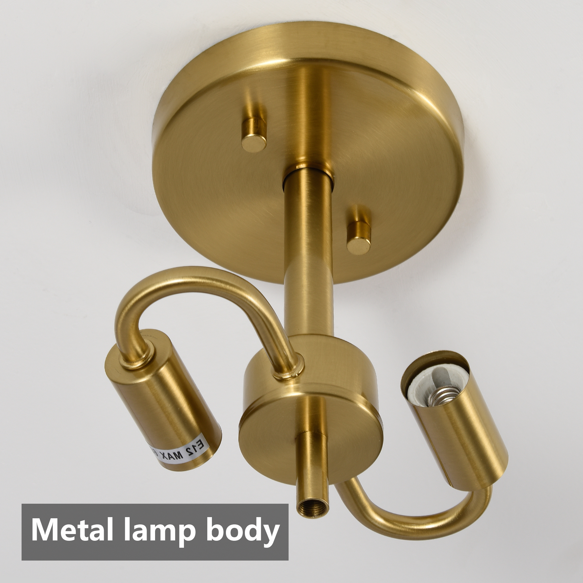 16.5" Glass Semi Flush Mount Ceiling Light Fixture, 2-Lights Close to Ceiling Light, Modern Gold Ceiling Light Fixture for Bedroom Bathroom Hallway Entryway Kitchen Dining Room - Image 6