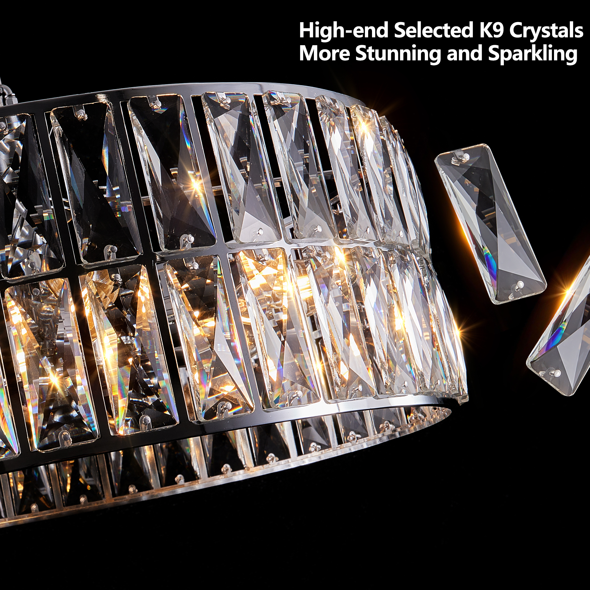 (W1340P189448/L5025-450-C) Crystal Chandeliers,5-Tier Round Semi Flush Mount Chandelier Light Fixture,Large Contemporary Luxury Ceiling Lighting for Living Room Dining Room Bedroom Hallway - Image 6