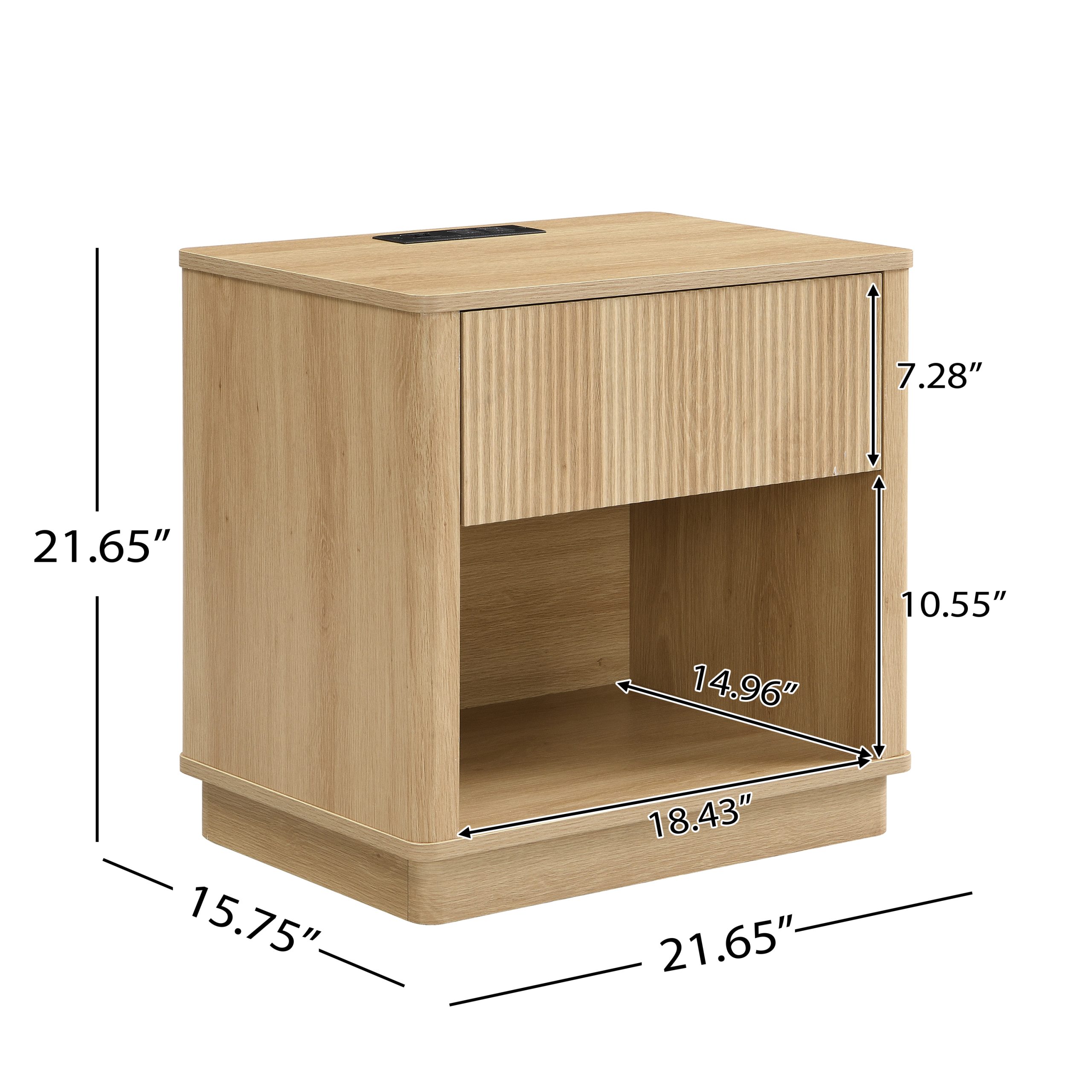 Nightstand with Outlet & USB Port, Modern Bedside Table with Charging Station and Storage Drawer, Modern Design for Small Spaces,Natural Color - Image 4